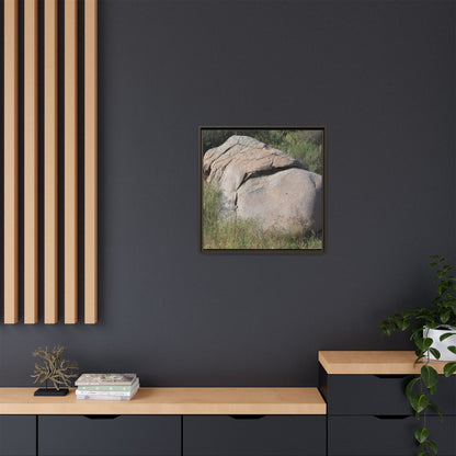 Stone Head Emerging from Earth - Unique Stretched Canvas Wall Art - Art By Earth