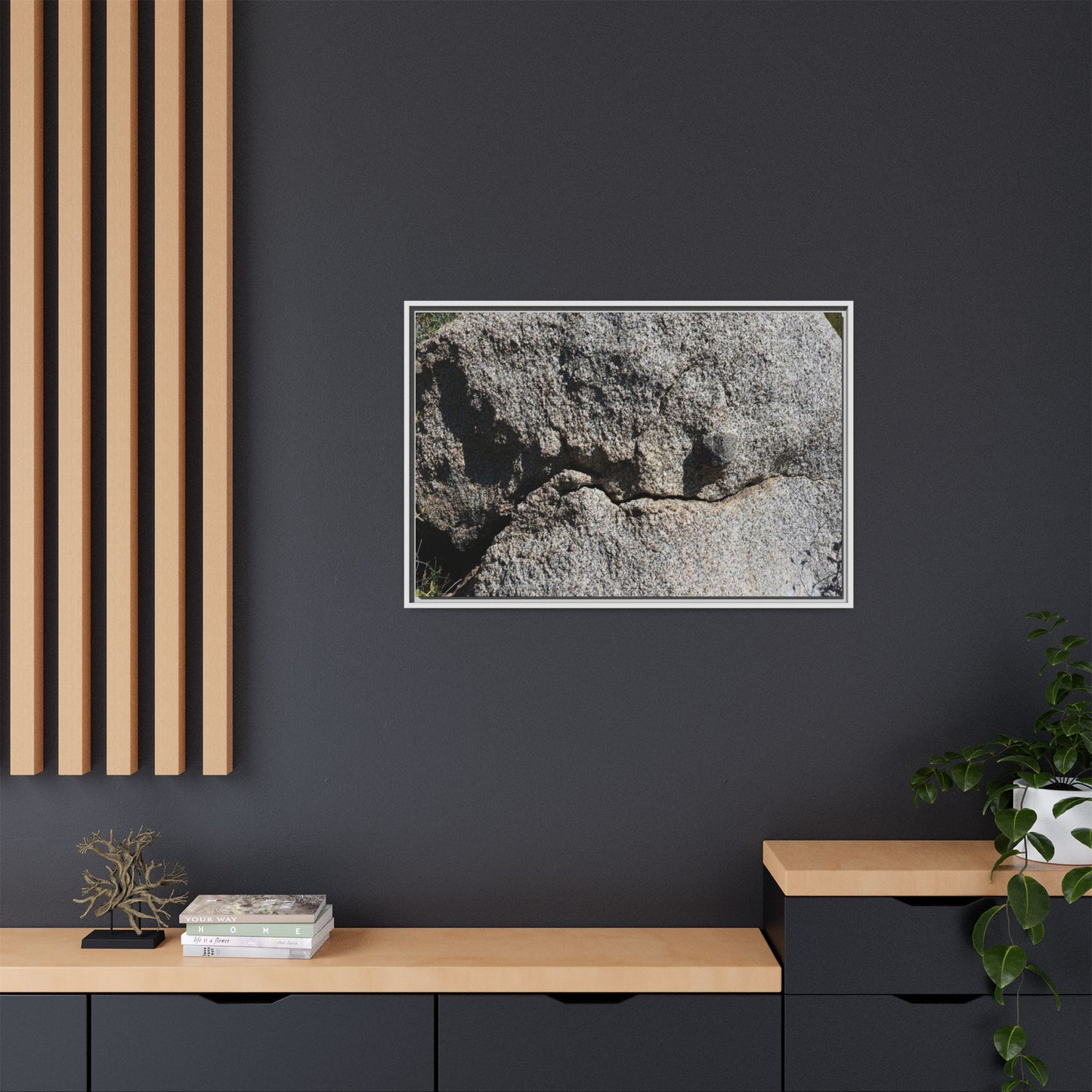Stone Skull in Desert - Unique Stretched Canvas Wall Art