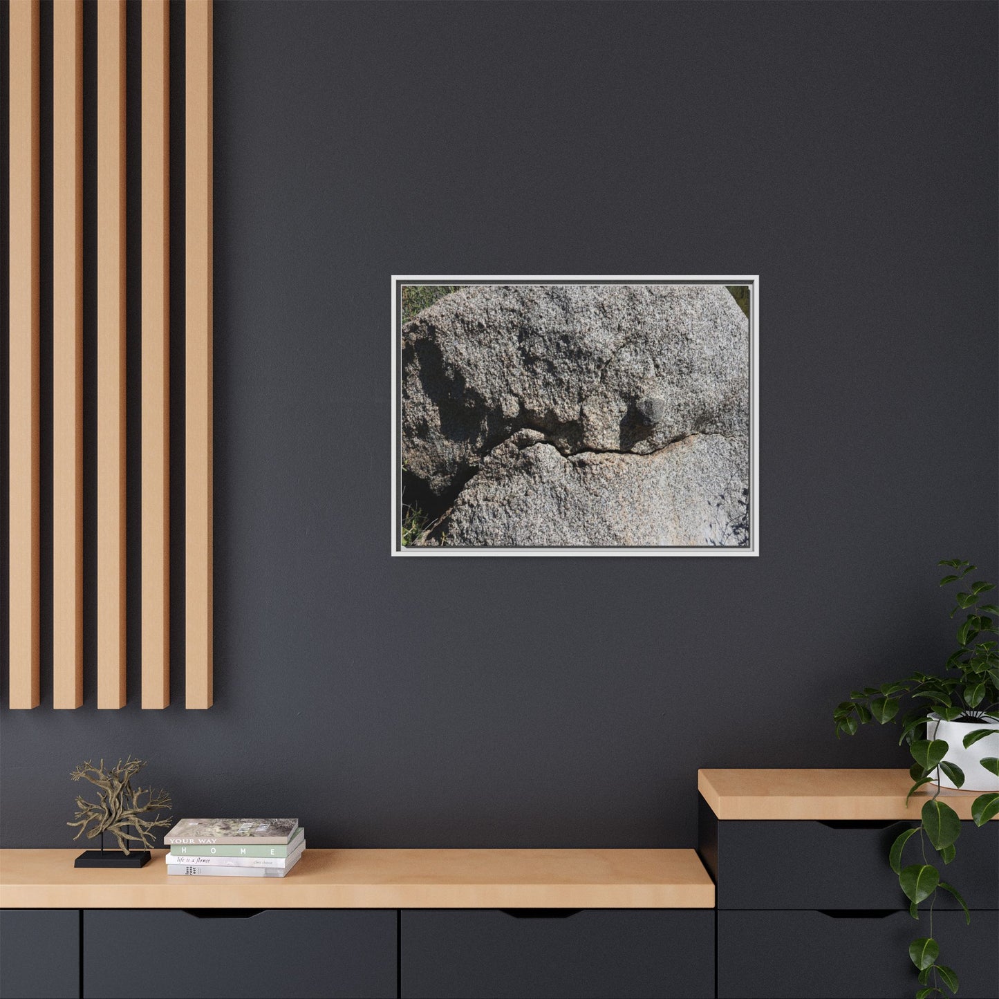 Stone Skull in Desert - Unique Stretched Canvas Wall Art