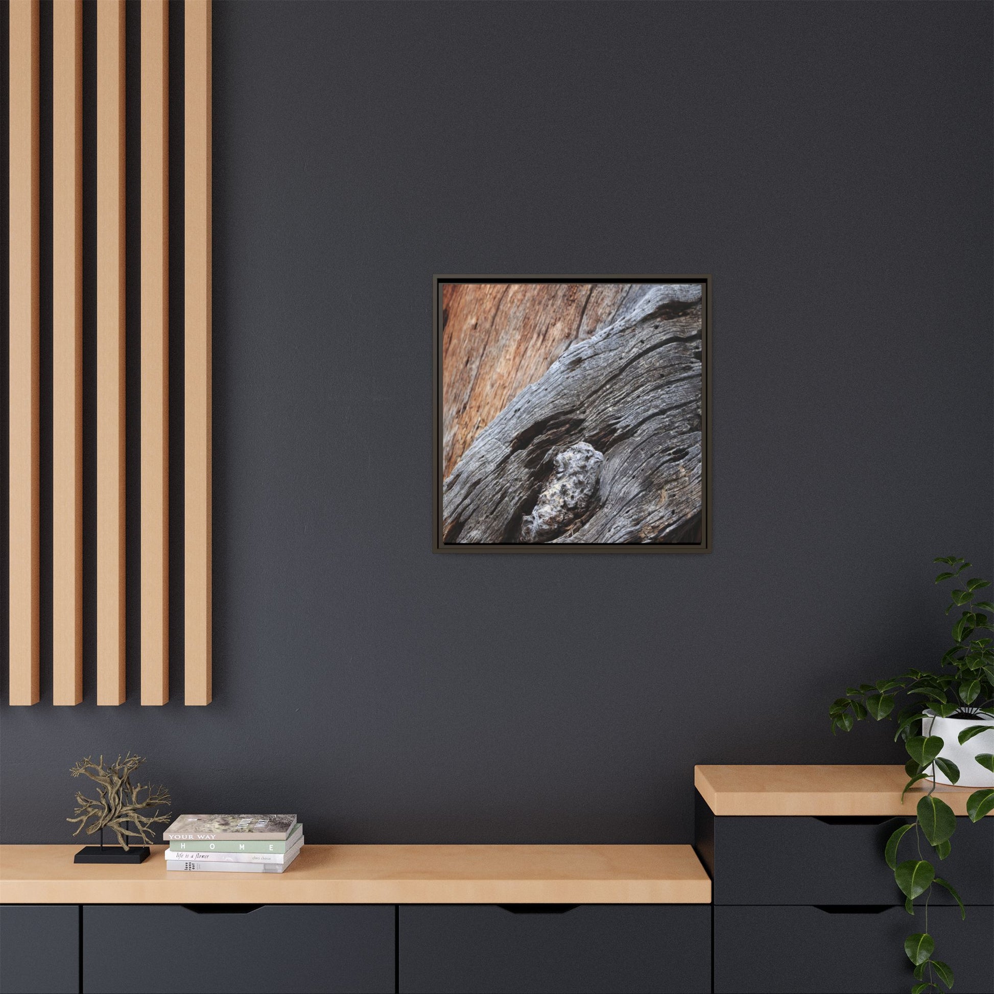 Time's Mark on Timber - Unique Stretched Canvas Wall Art - Art By Earth