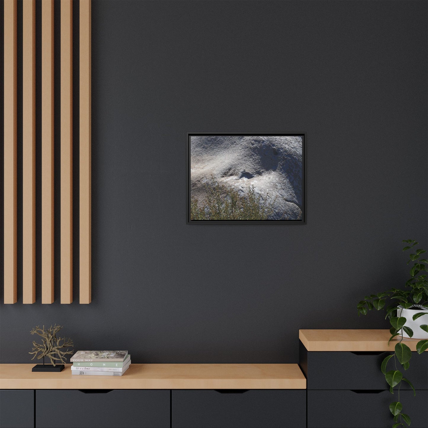 Weathered Boulder with Character - Unique Stretched Canvas Wall Art