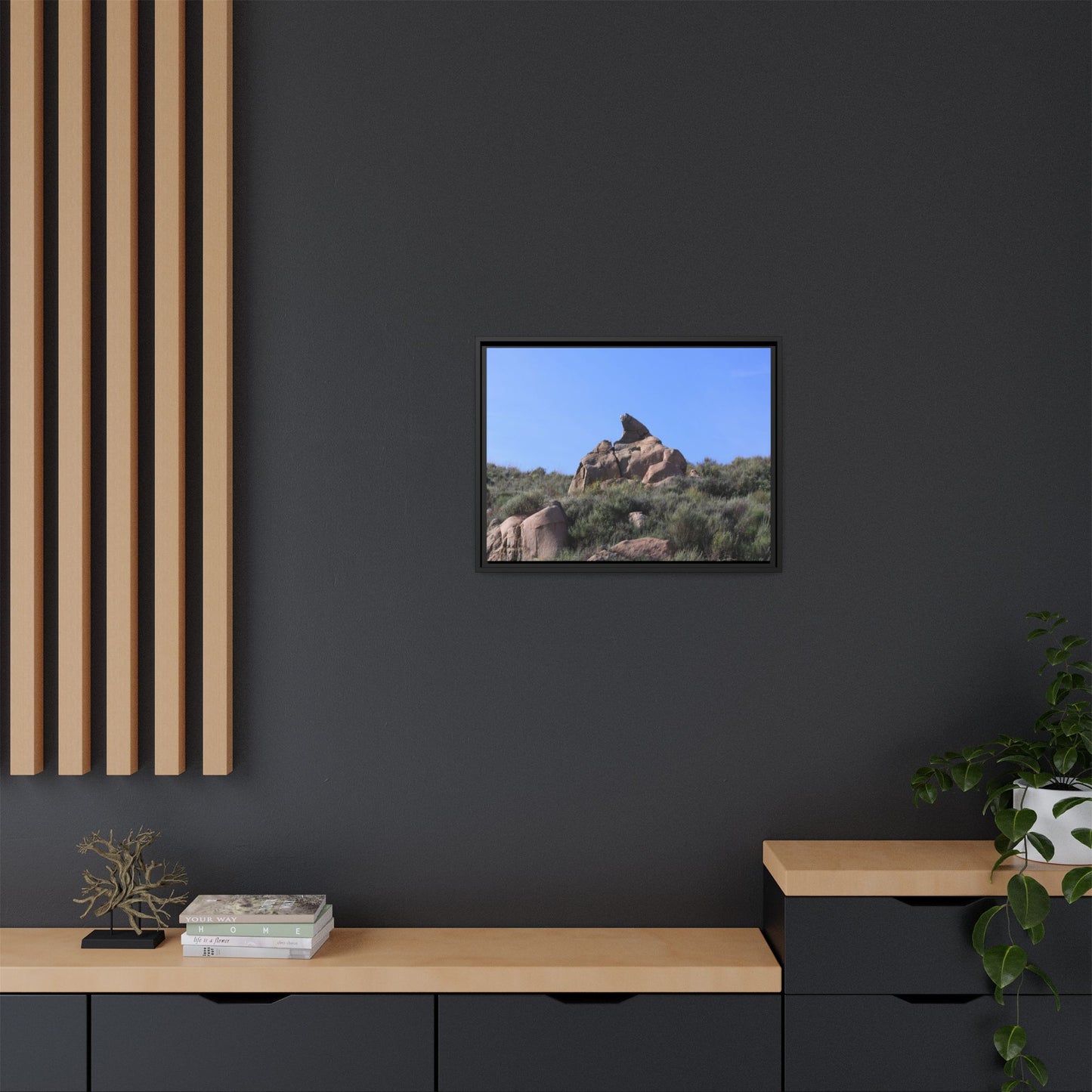 Sagebrush Landscape with Boulder Outcrop - Unique Stretched Canvas Wall Art - Art By Earth