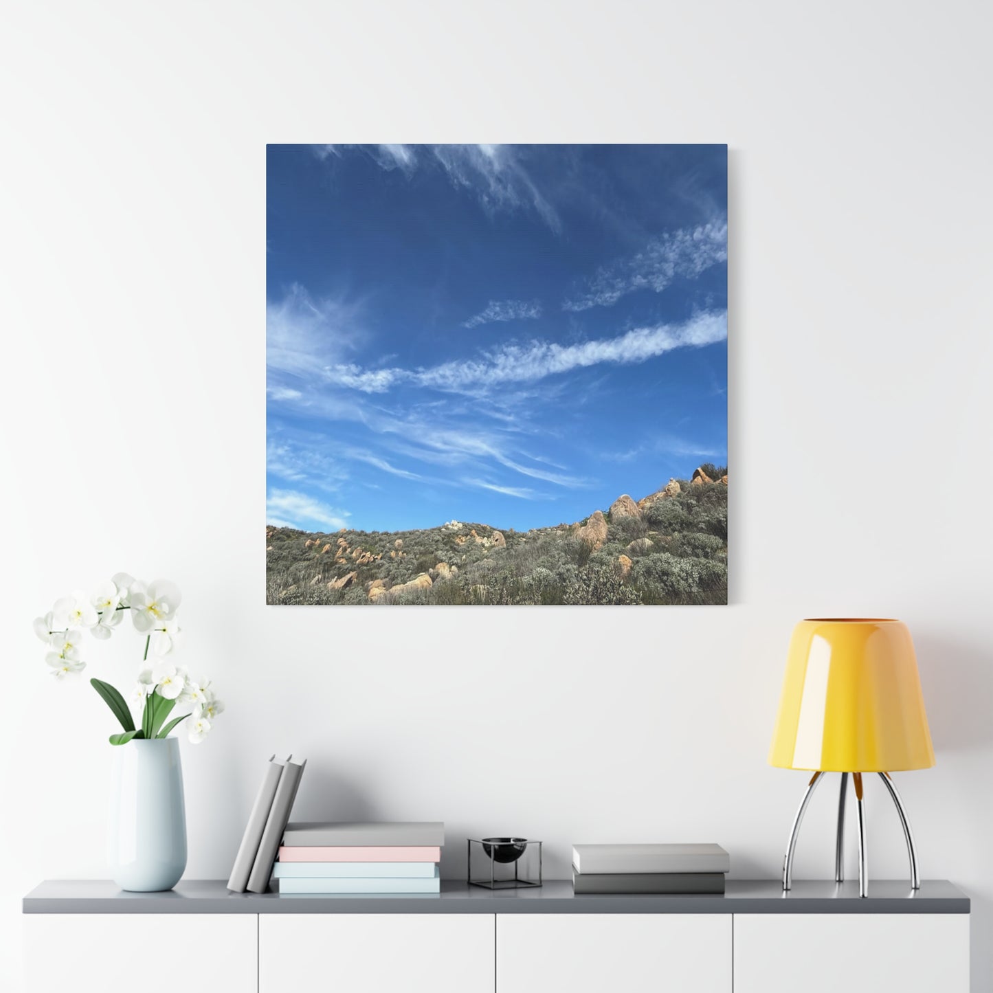 Desert Hills Under Blue Sky - Unique Frameless Canvas Wall Art - Art By Earth
