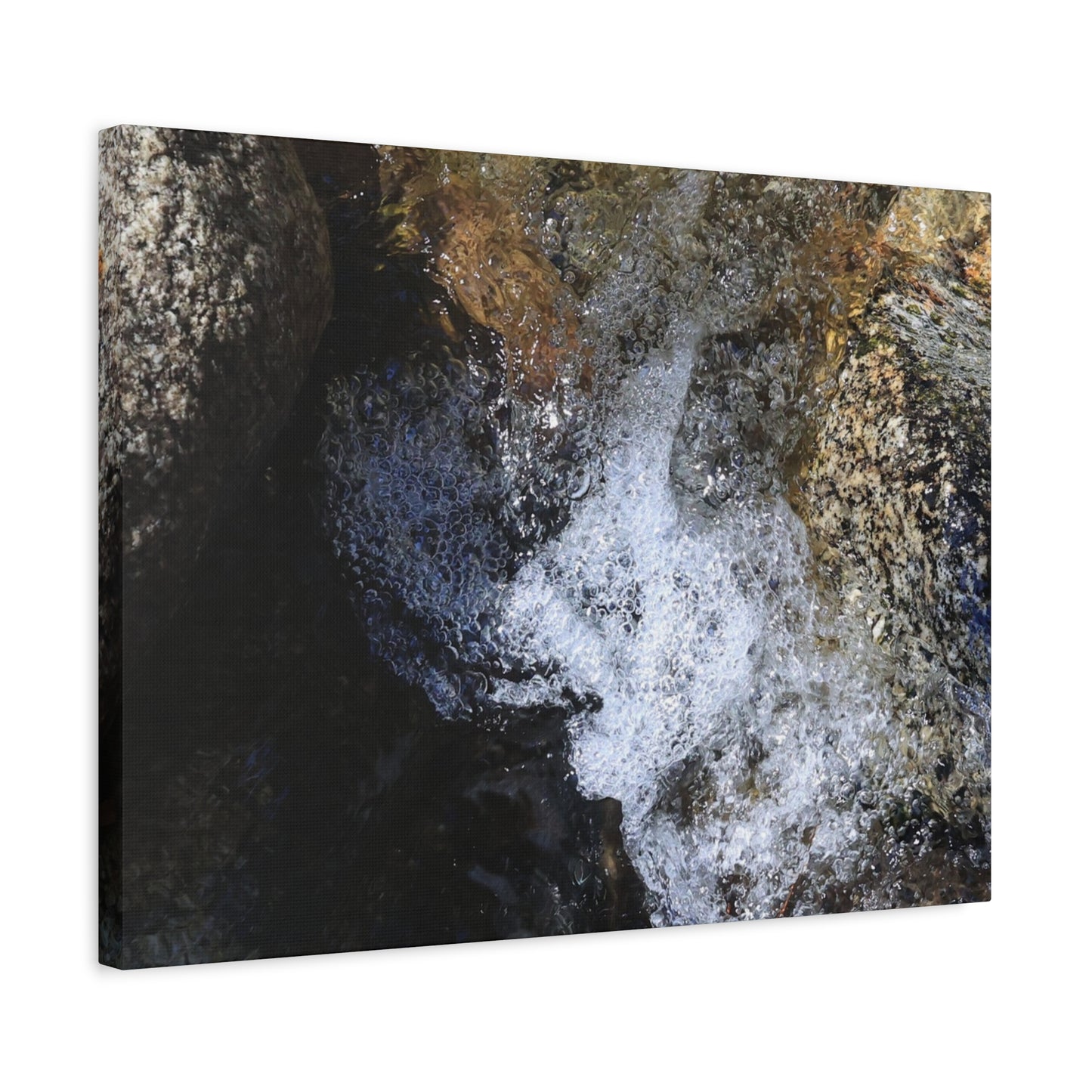 Water's Whisper Between Stone - Unique Frameless Canvas Wall Art - Art By Earth
