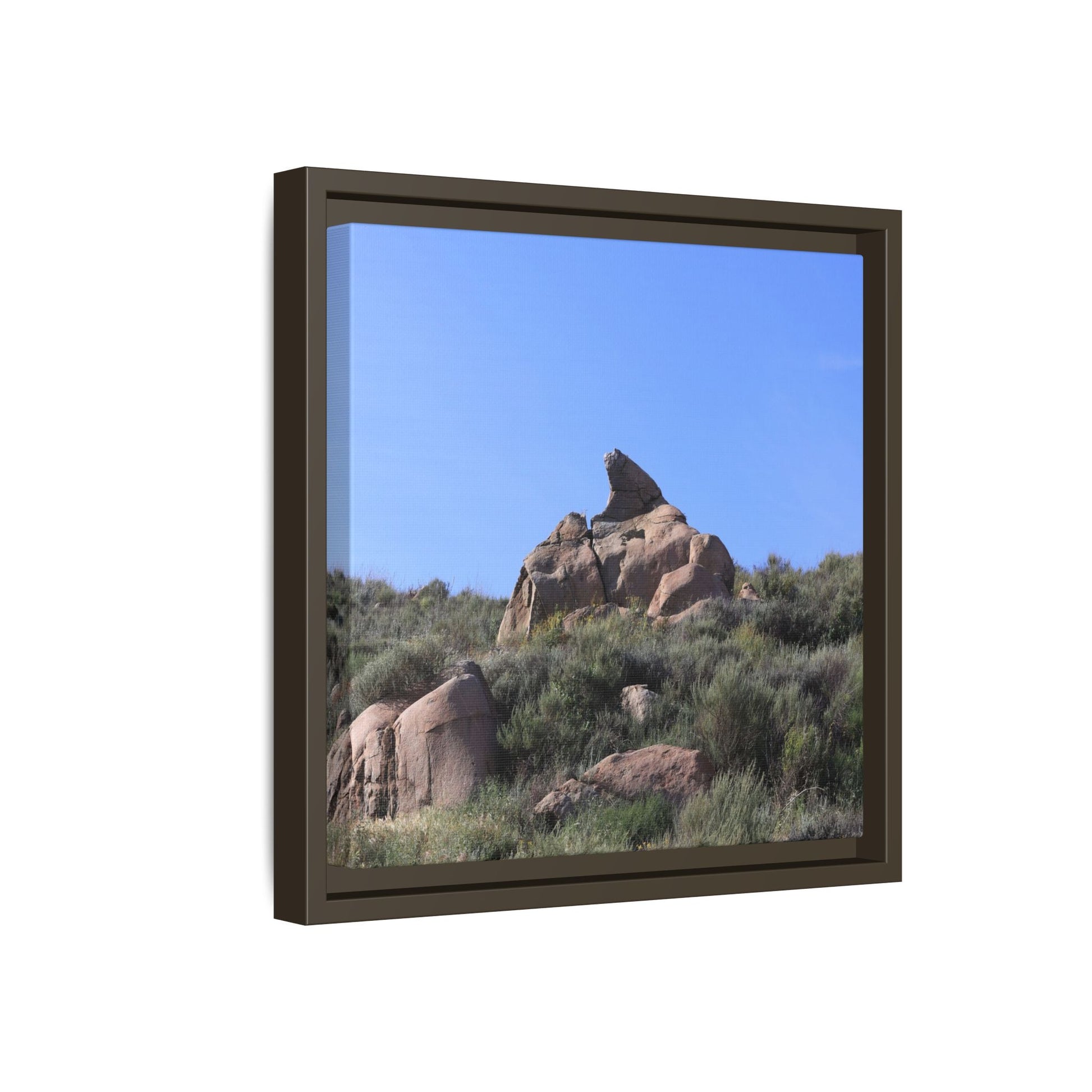 Sagebrush Landscape with Boulder Outcrop - Unique Stretched Canvas Wall Art - Art By Earth