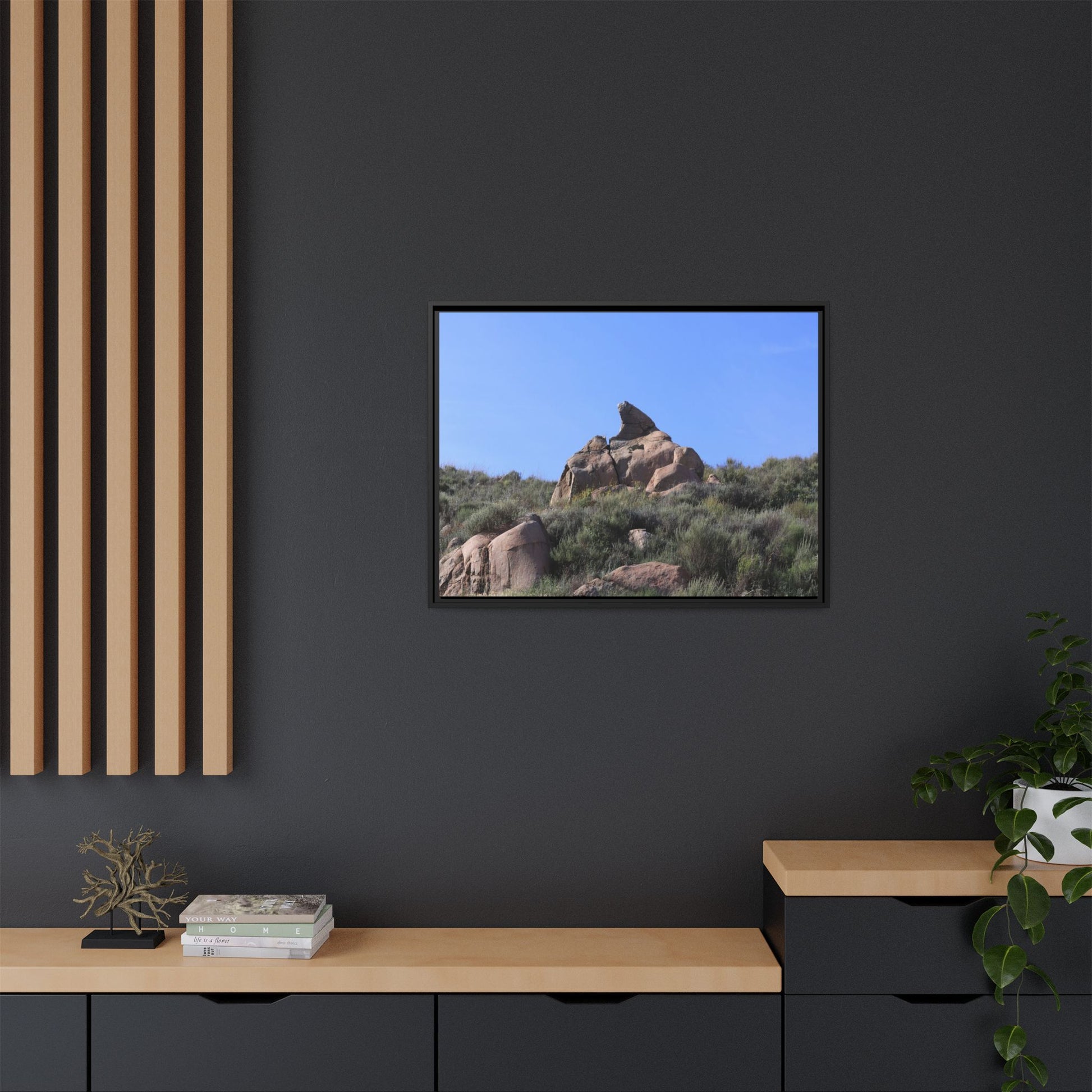 Sagebrush Landscape with Boulder Outcrop - Unique Stretched Canvas Wall Art - Art By Earth