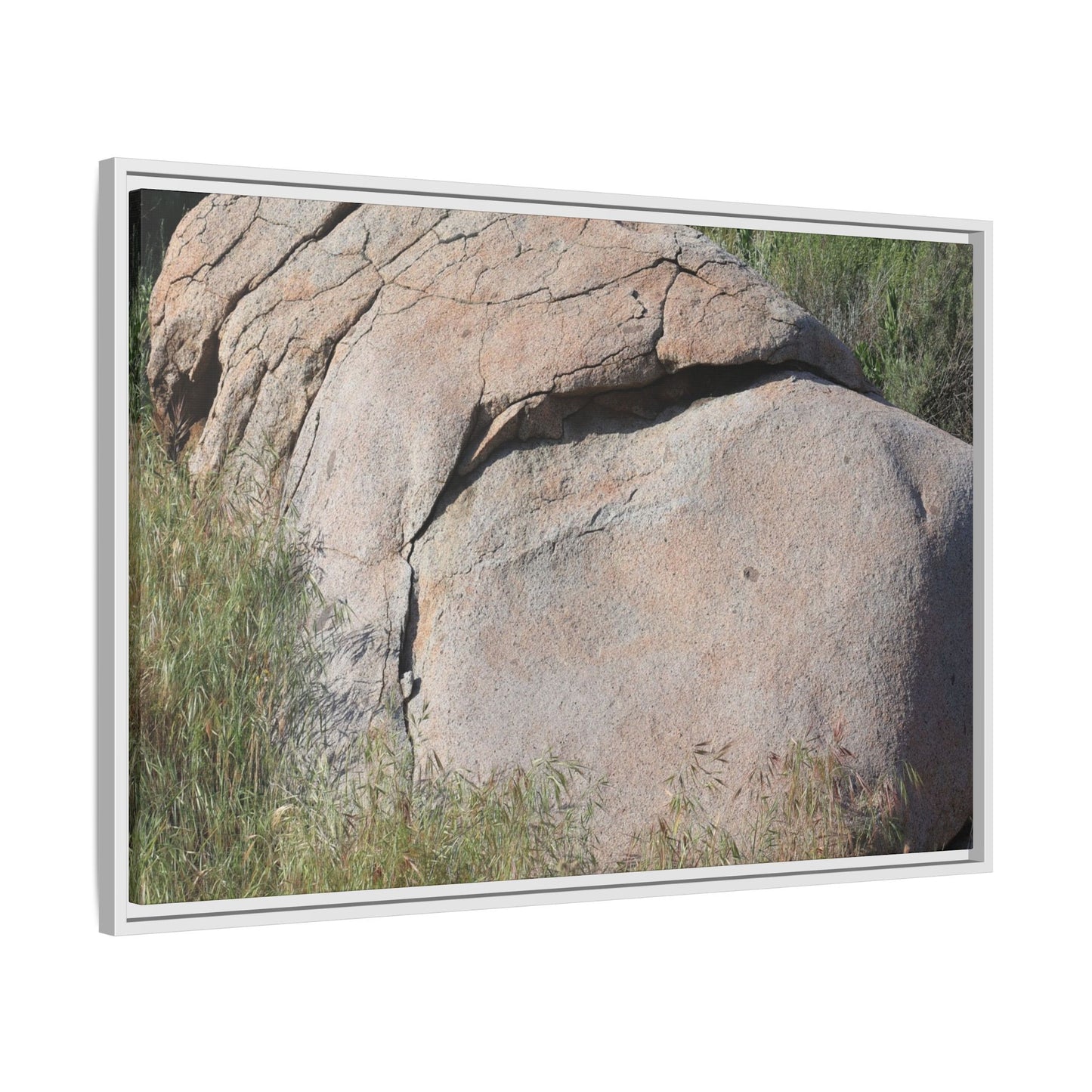 Stone Head Emerging from Earth - Unique Stretched Canvas Wall Art - Art By Earth