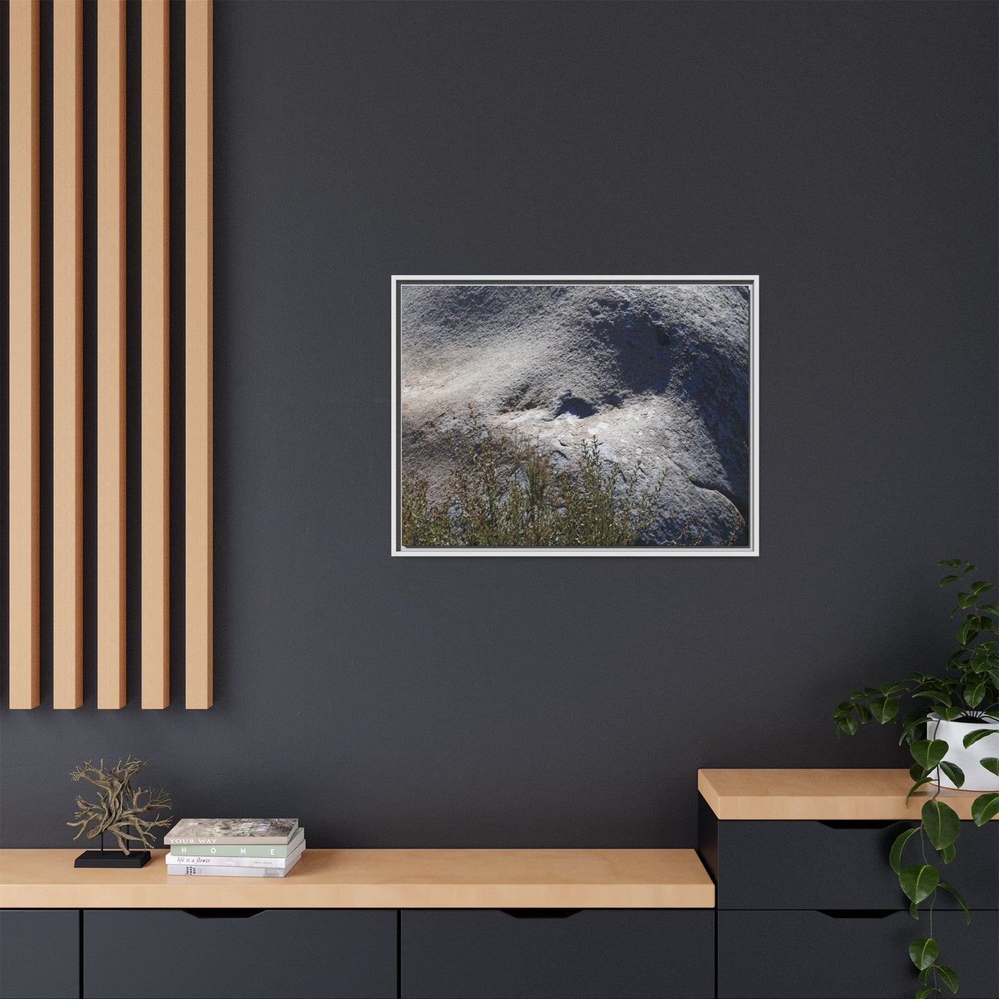 Weathered Boulder with Character - Unique Stretched Canvas Wall Art