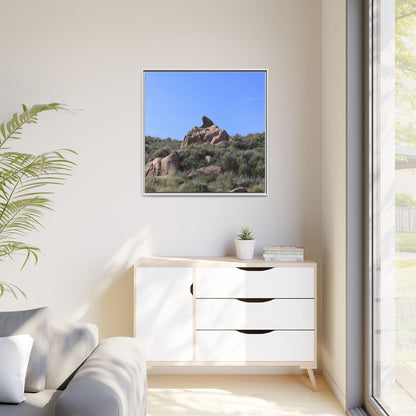 Sagebrush Landscape with Boulder Outcrop - Unique Stretched Canvas Wall Art - Art By Earth