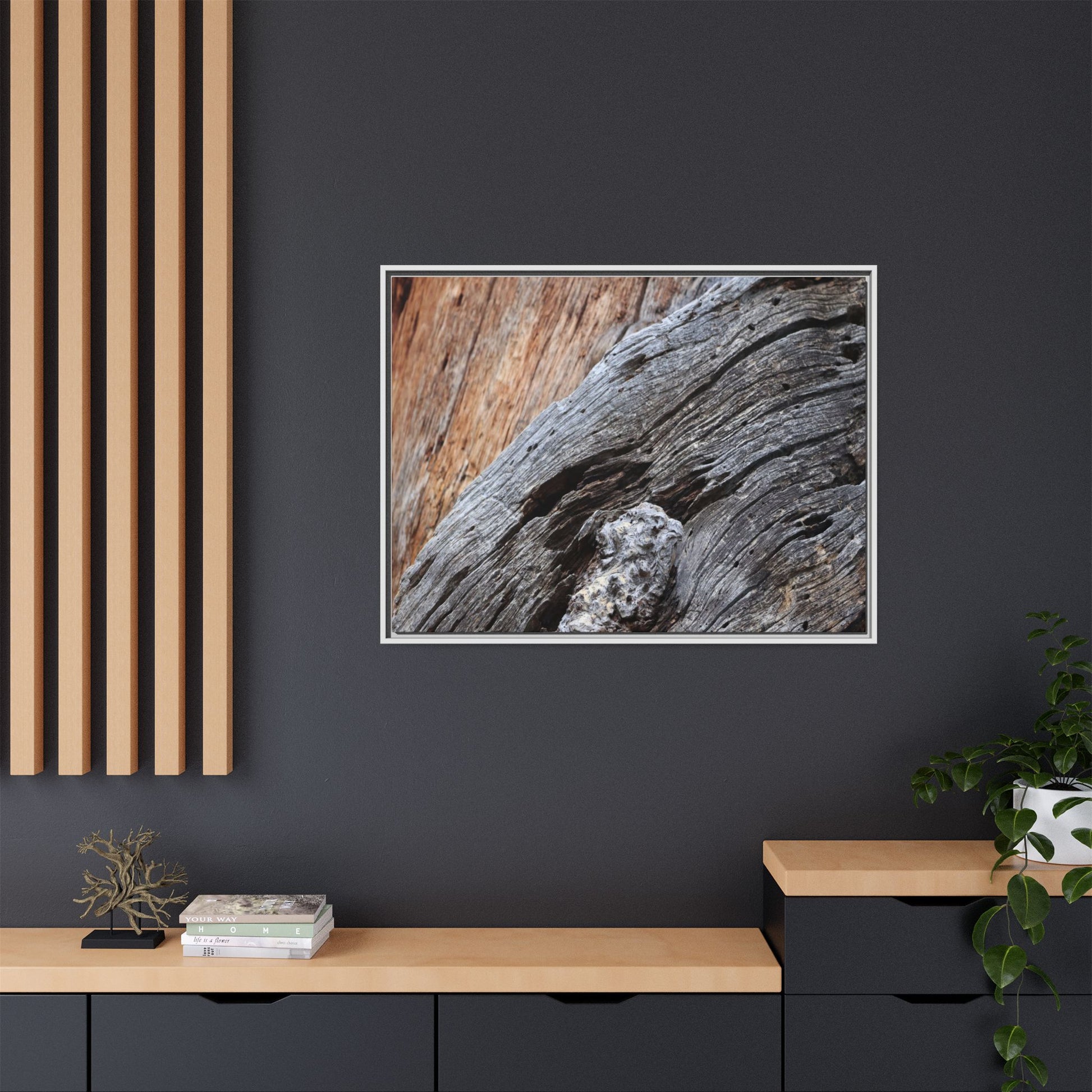 Time's Mark on Timber - Unique Stretched Canvas Wall Art - Art By Earth