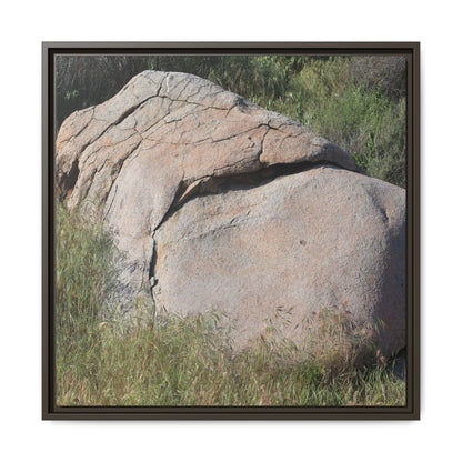 Stone Head Emerging from Earth - Unique Stretched Canvas Wall Art - Art By Earth