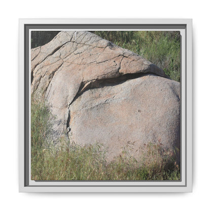 Stone Head Emerging from Earth - Unique Stretched Canvas Wall Art - Art By Earth