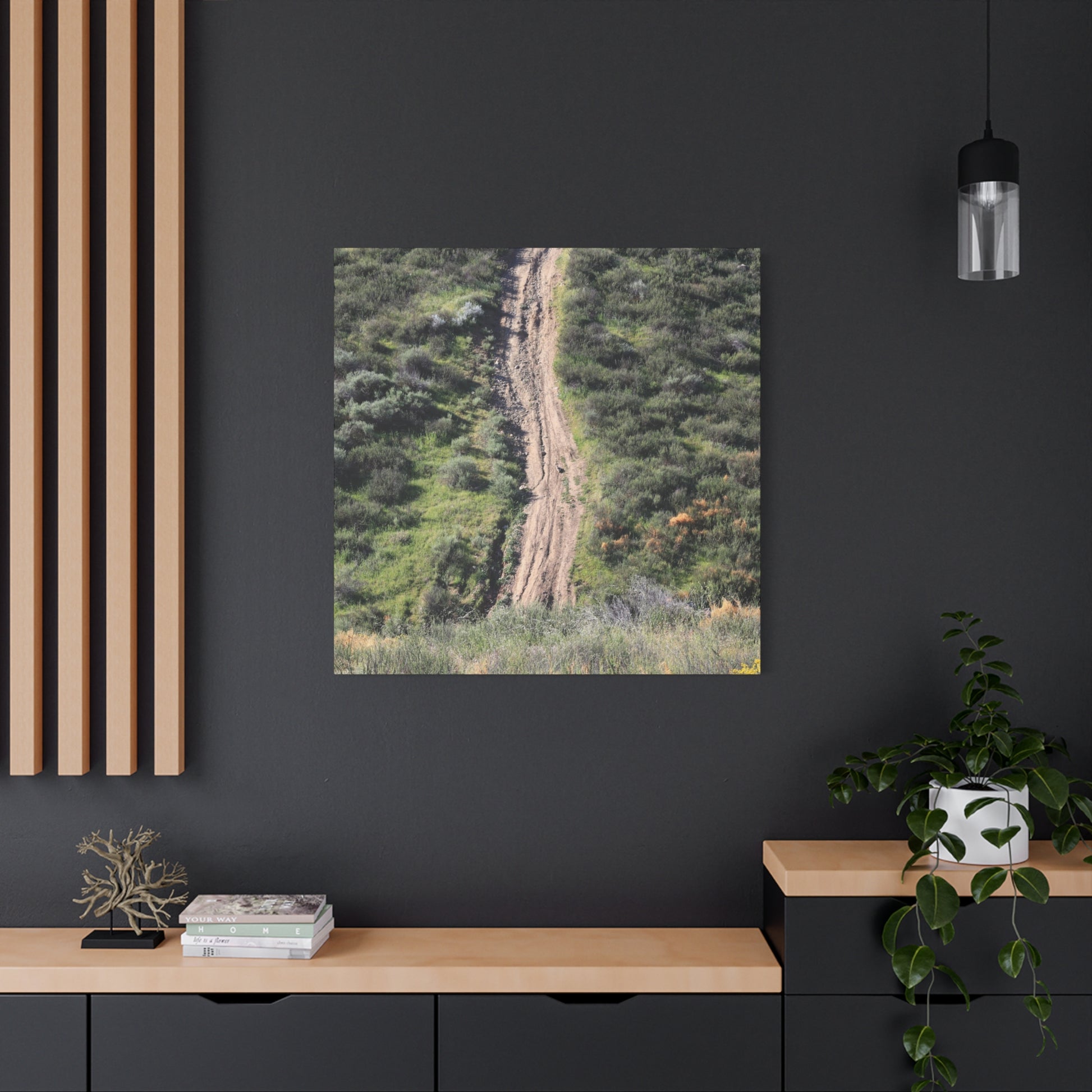 Straight Road Cutting Through Wilderness - Unique Frameless Canvas Wall Art - Art By Earth