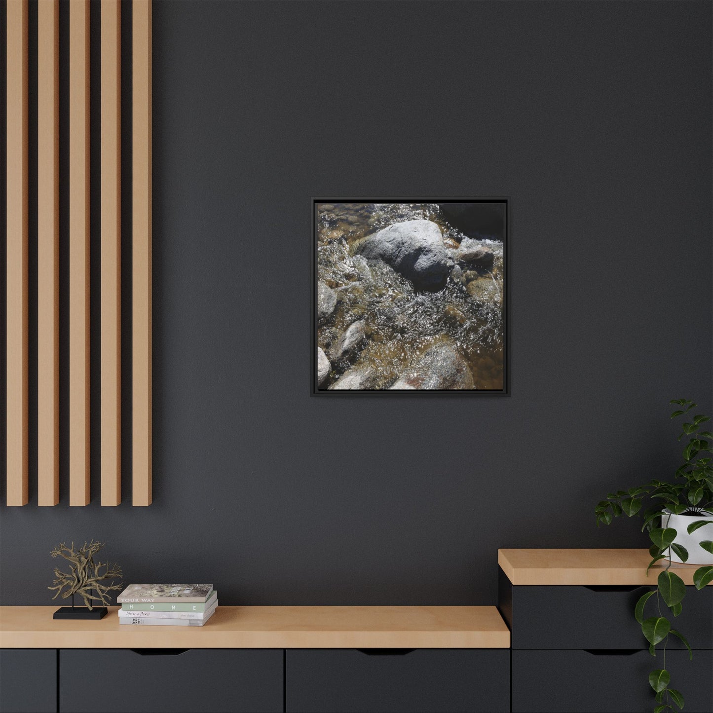 Water's Dance Over Stone - Unique Stretched Canvas Wall Art - Art By Earth