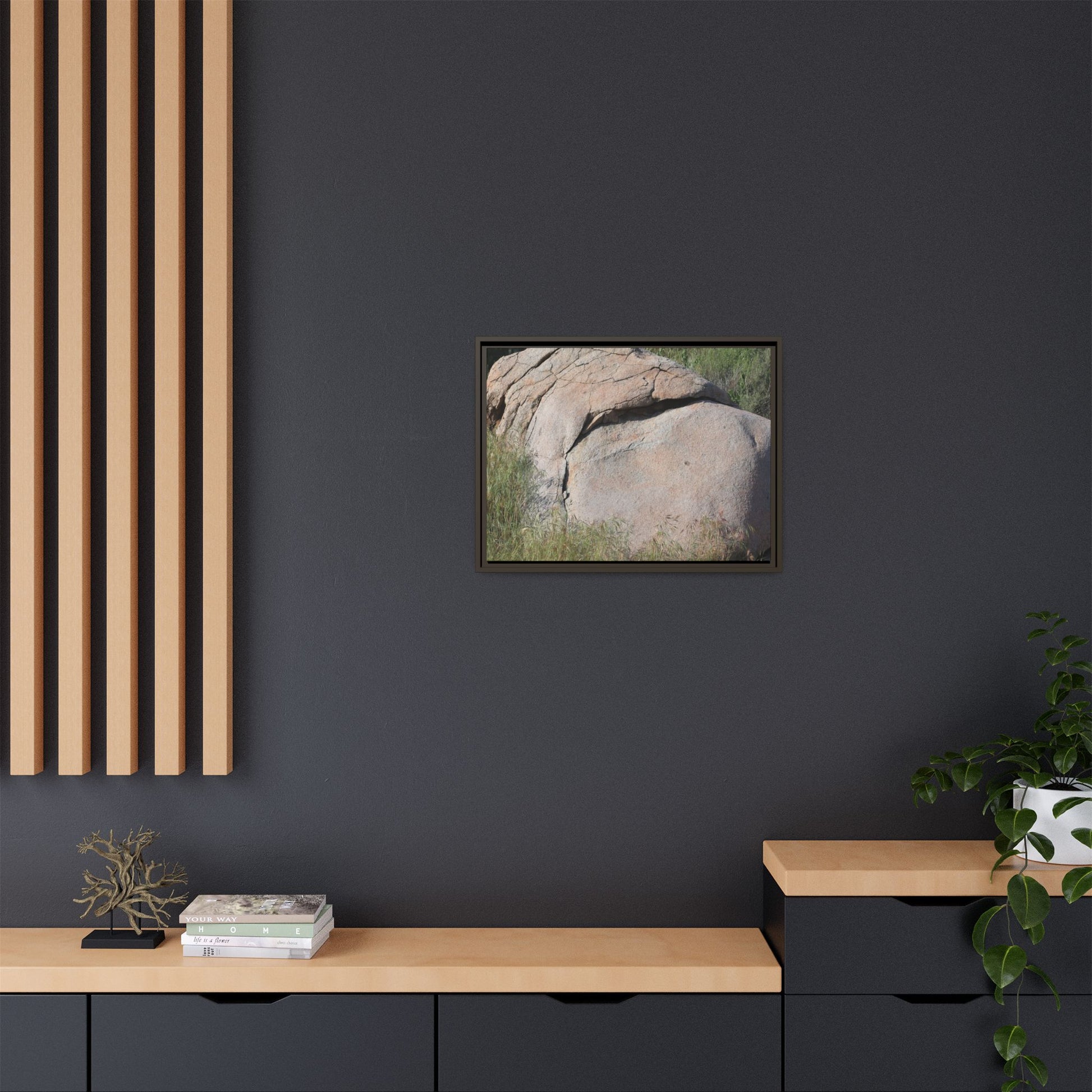 Stone Head Emerging from Earth - Unique Stretched Canvas Wall Art - Art By Earth