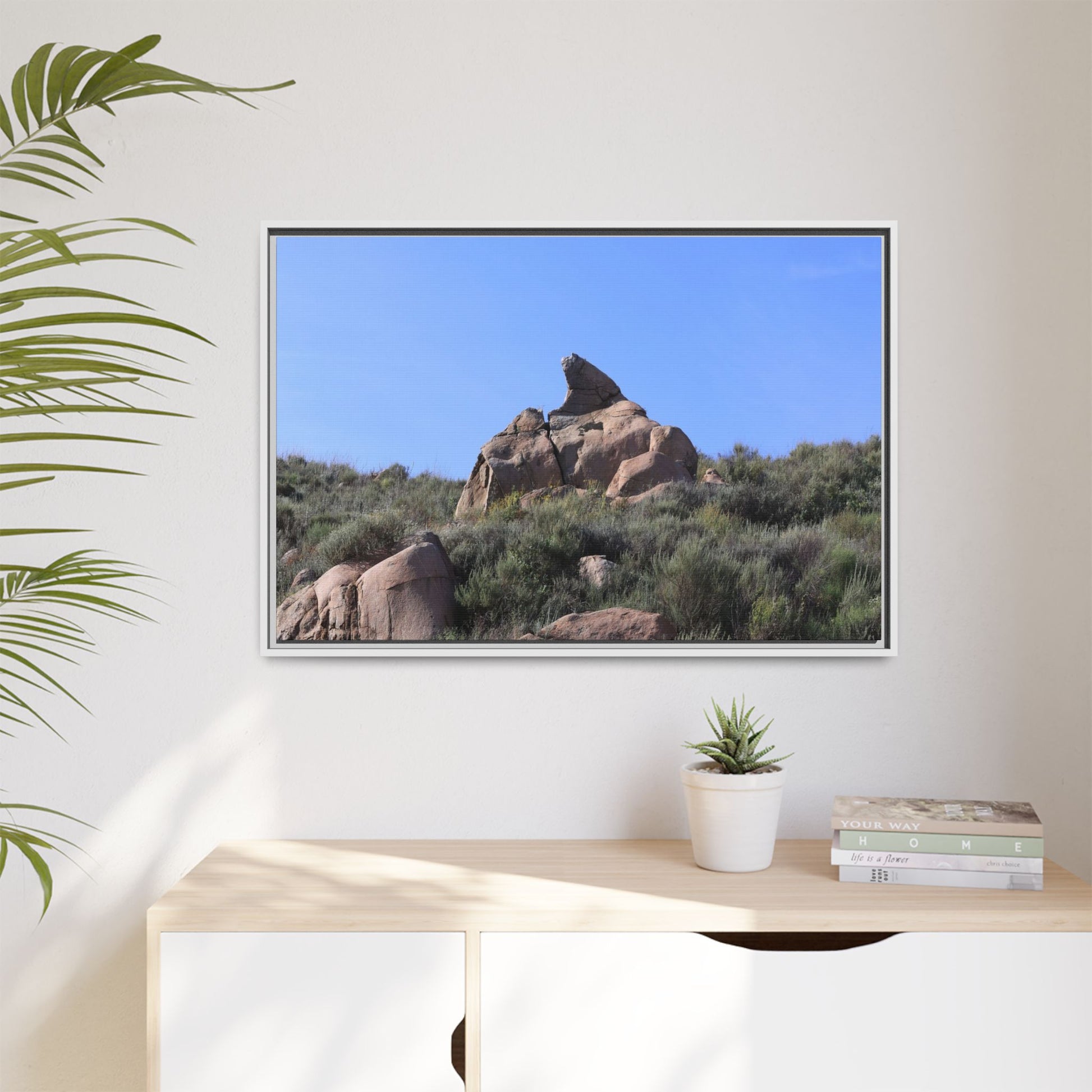 Sagebrush Landscape with Boulder Outcrop - Unique Stretched Canvas Wall Art - Art By Earth