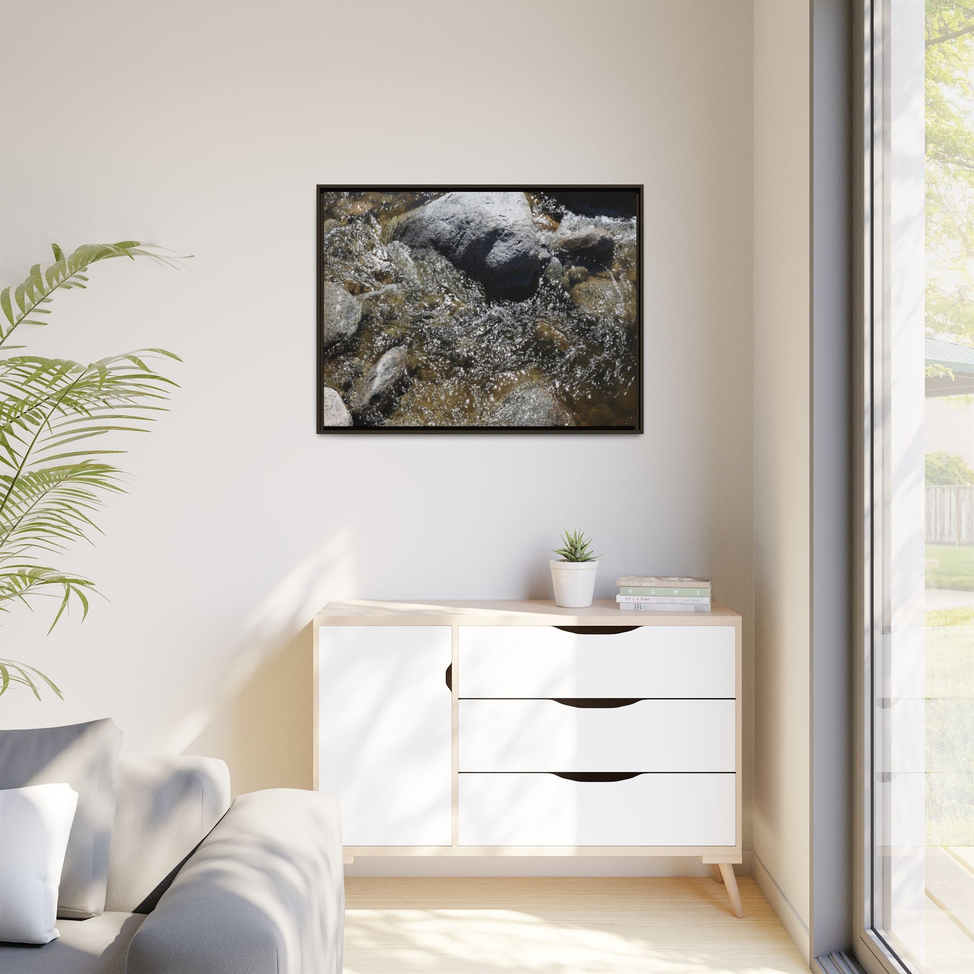 Water's Dance Over Stone - Unique Stretched Canvas Wall Art - Art By Earth
