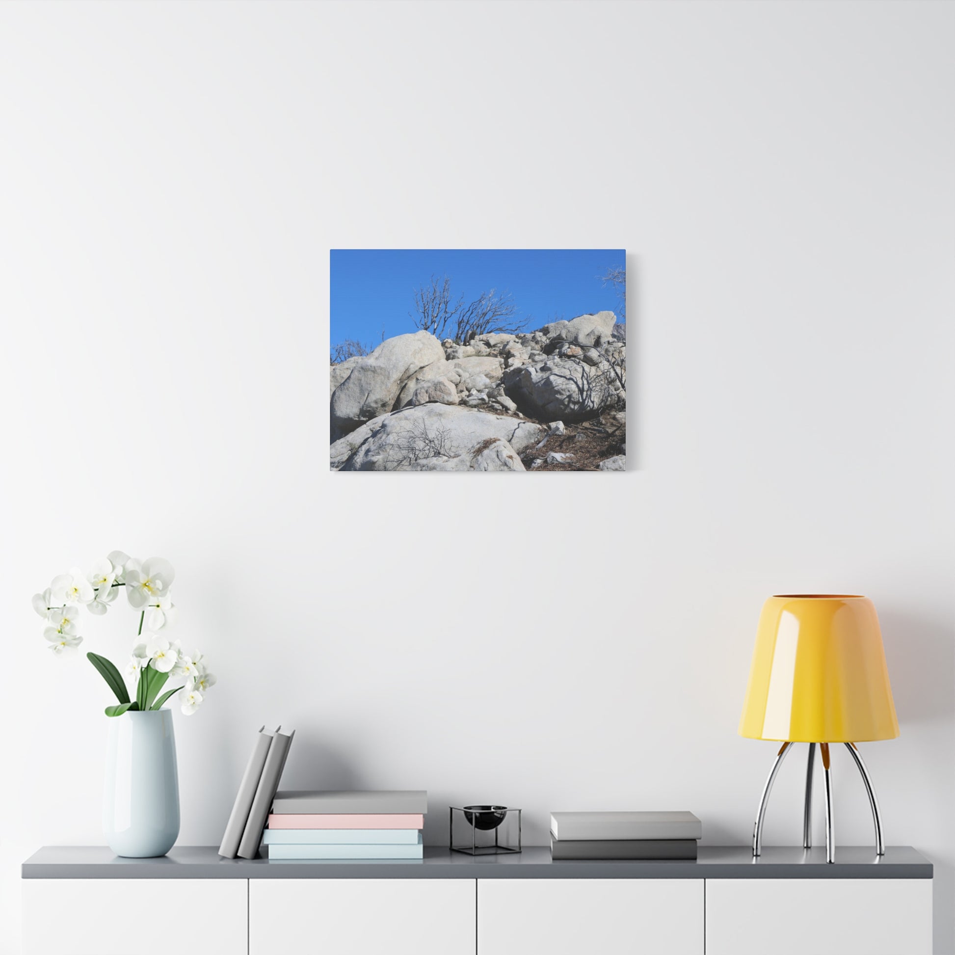 Desert Rocks Under Blue Sky - Unique Frameless Canvas Wall Art - Art By Earth