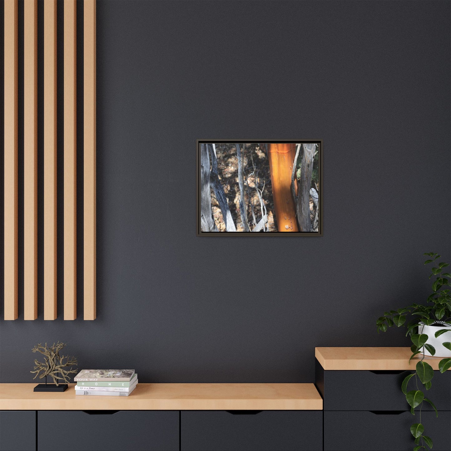 Burnt Trees and Golden Trunk - Unique Stretched Canvas Wall Art
