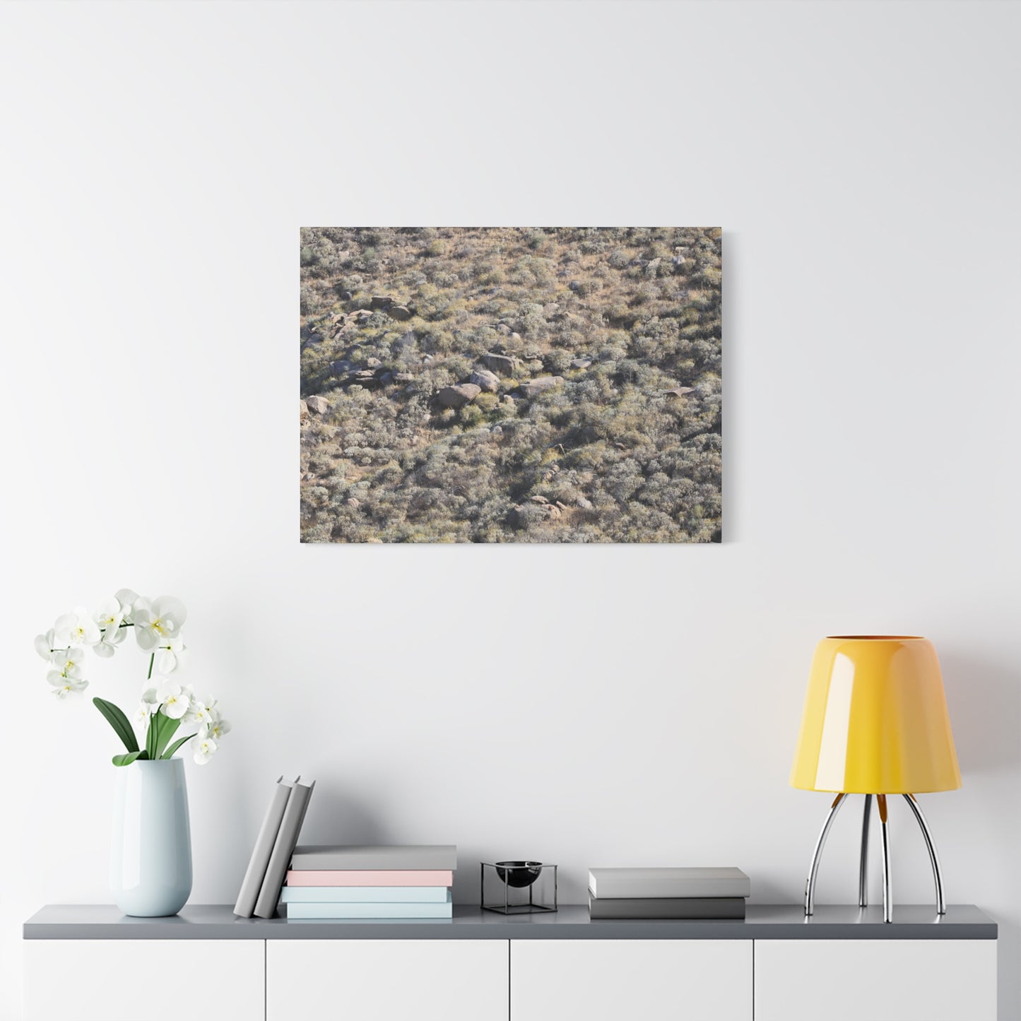 Desert Landscape with Scattered Rocks and Sage - Unique Frameless Canvas Wall Art - Art By Earth