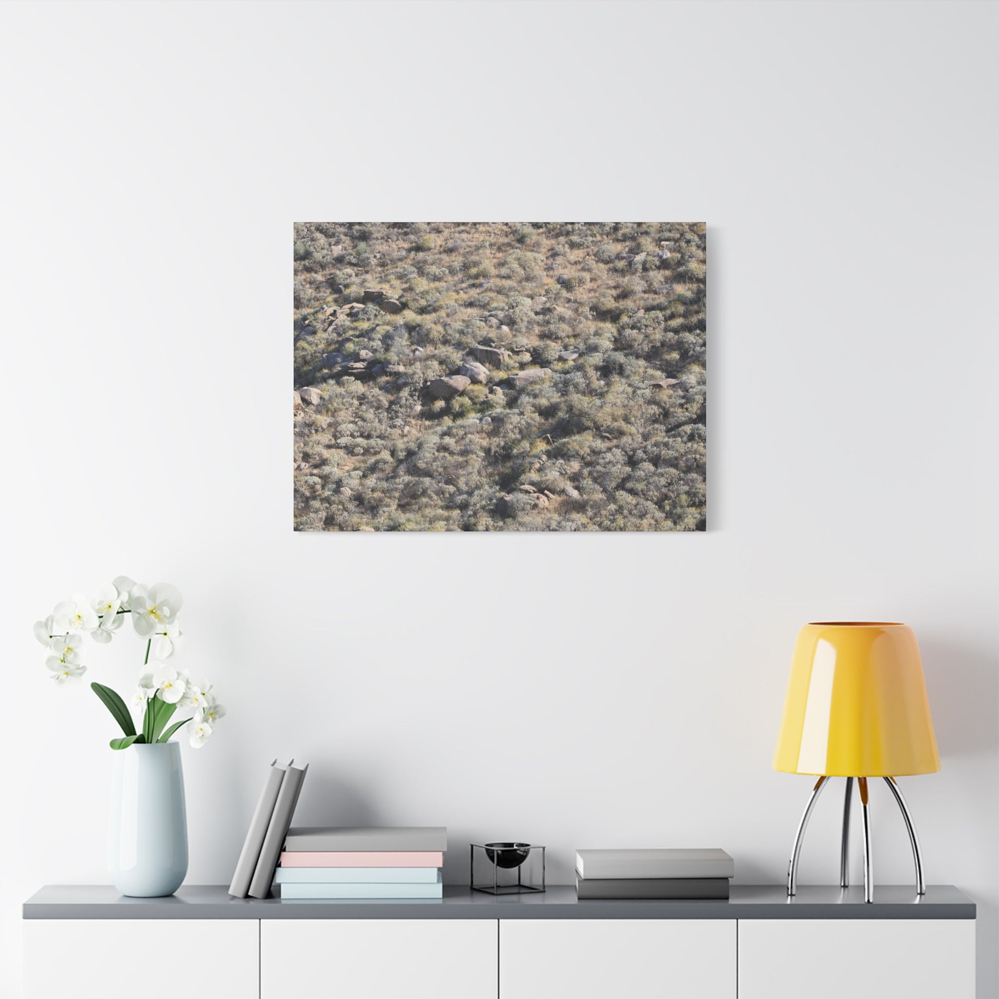 Desert Landscape with Scattered Rocks and Sage - Unique Frameless Canvas Wall Art - Art By Earth