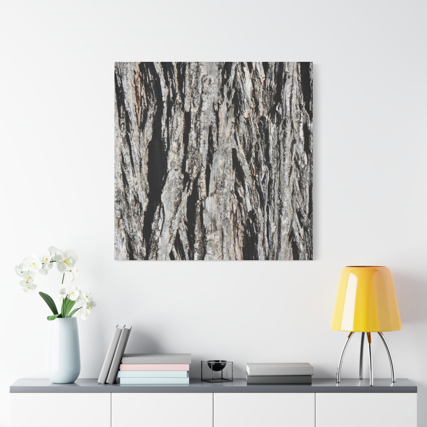Bark Layers in Monochrome - Unique Frameless Canvas Wall Art - Art By Earth