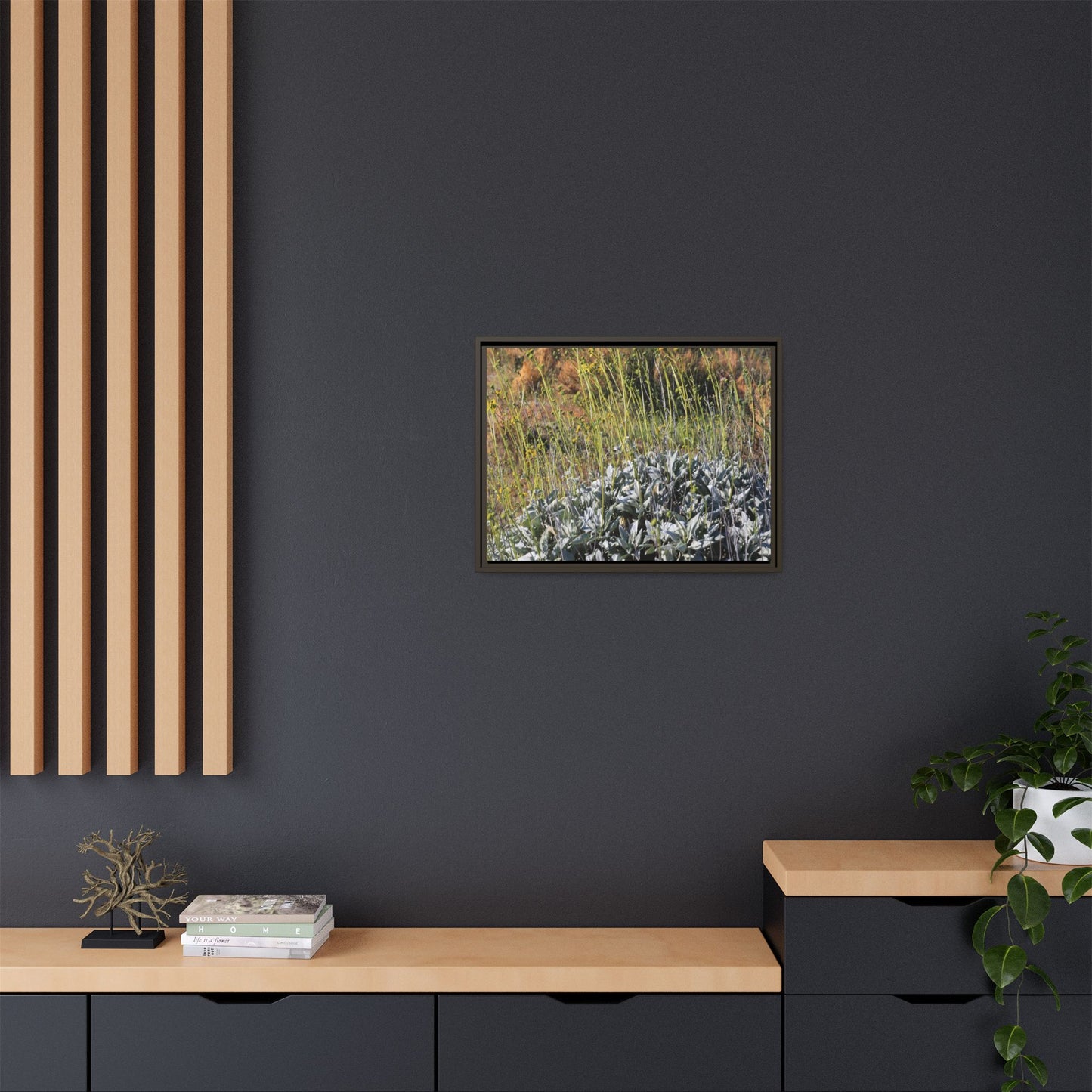 Arid Landscape with Yellow Flowers - Unique Stretched Canvas Wall Art - Art By Earth