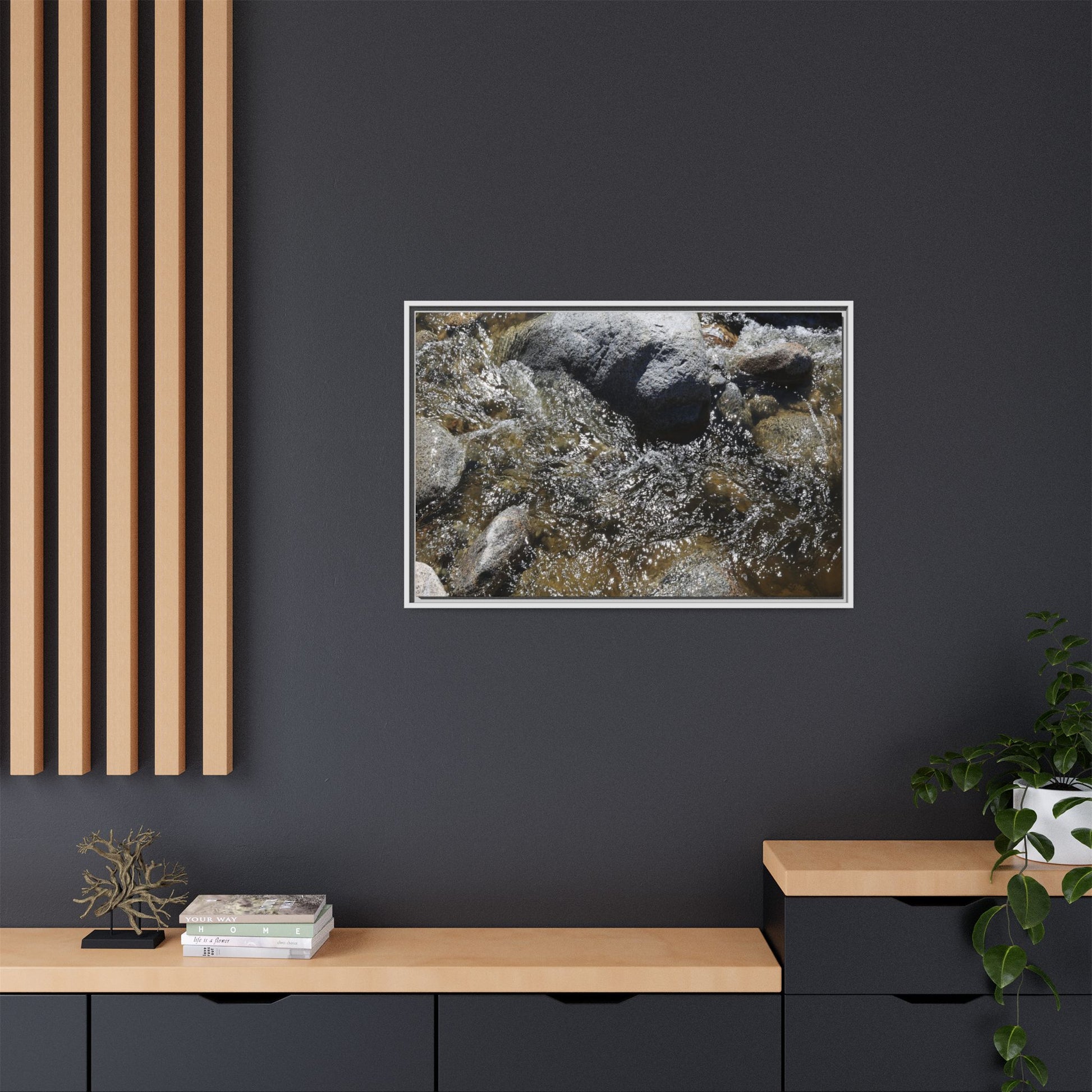 Water's Dance Over Stone - Unique Stretched Canvas Wall Art - Art By Earth