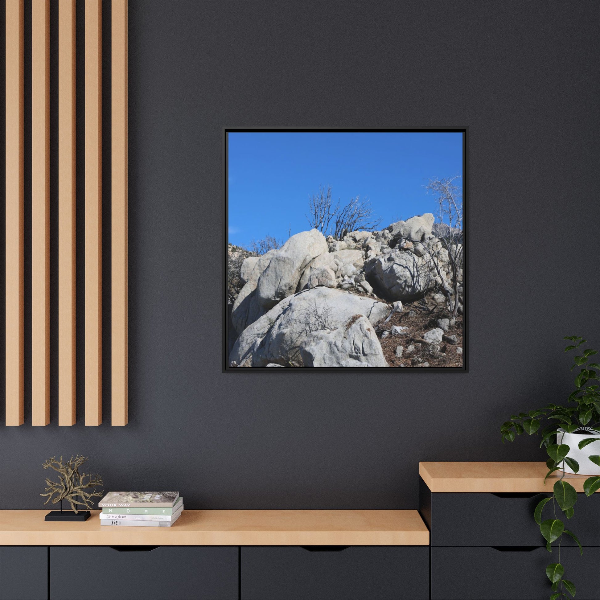 Barren Landscape with Boulder Formations - Unique Stretched Canvas Wall Art - Art By Earth