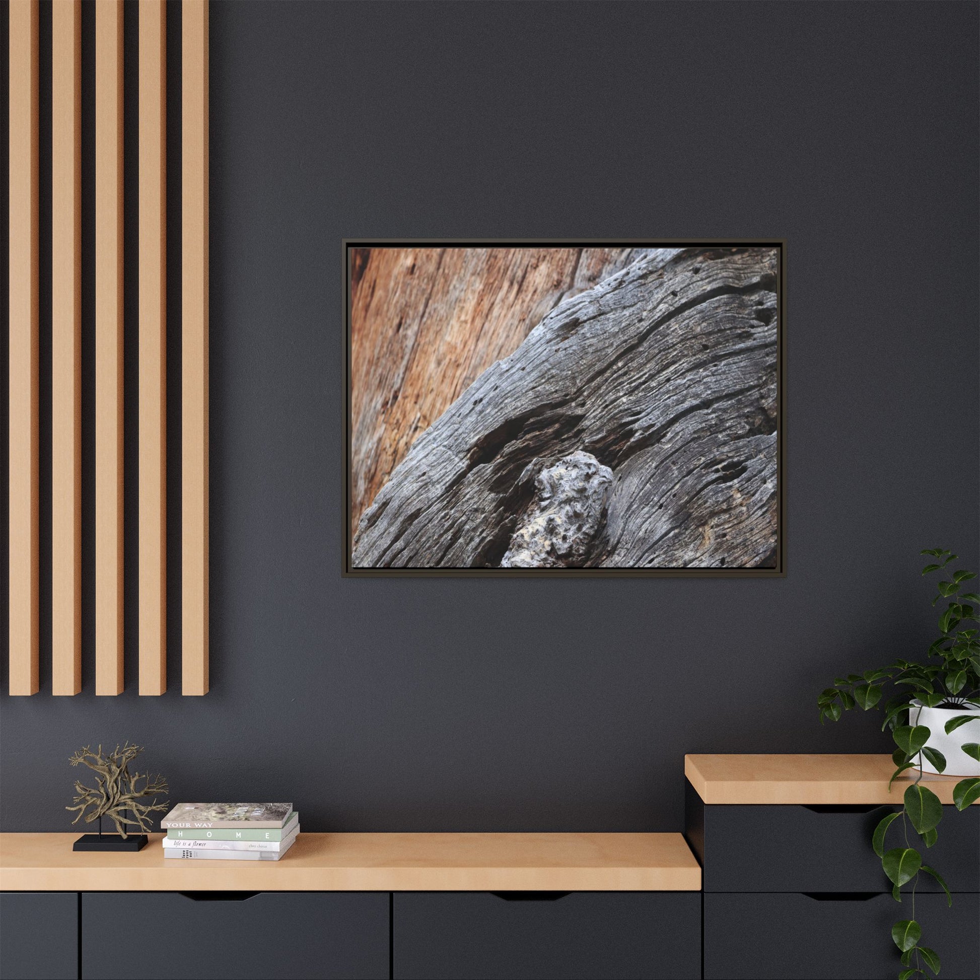Time's Mark on Timber - Unique Stretched Canvas Wall Art - Art By Earth