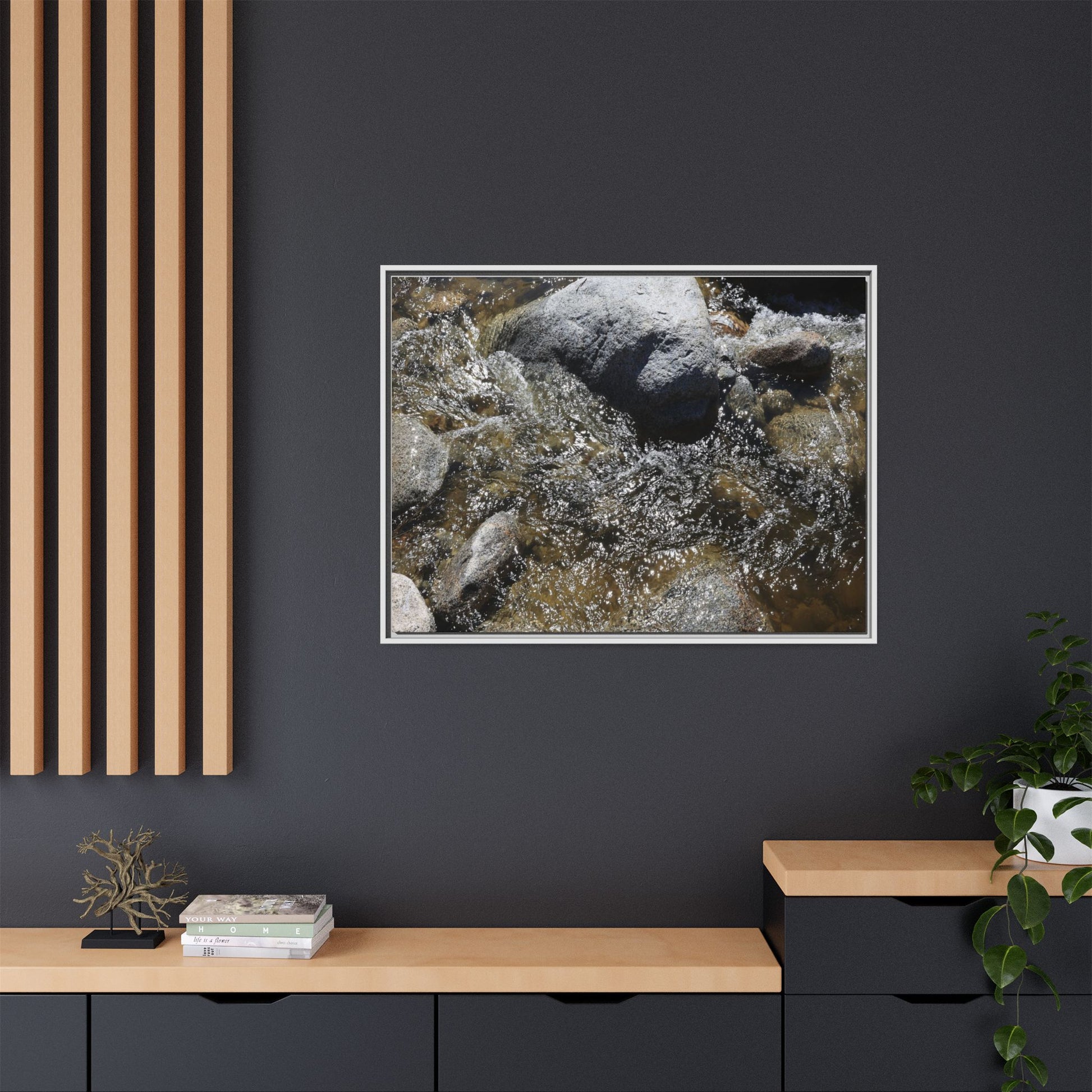Water's Dance Over Stone - Unique Stretched Canvas Wall Art - Art By Earth