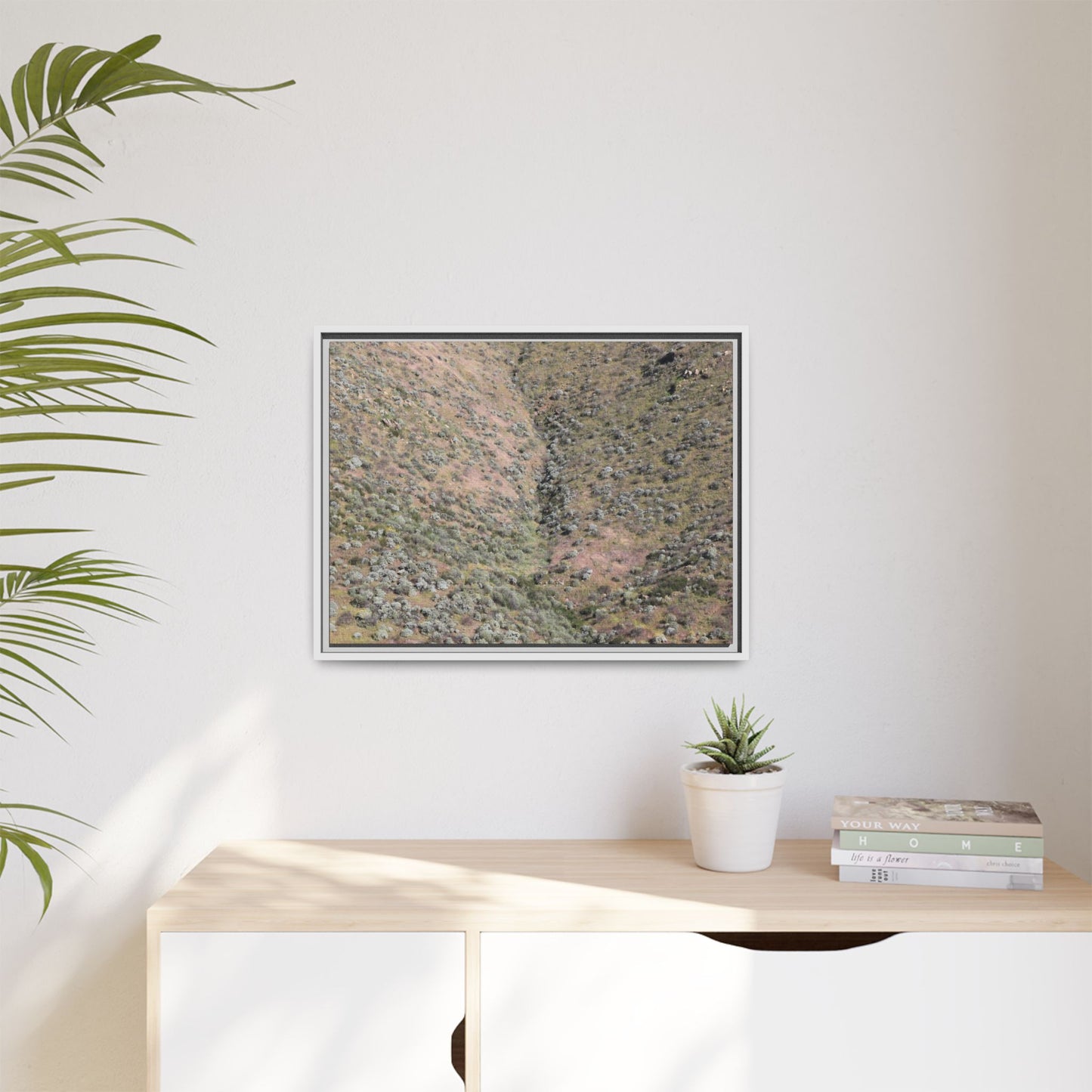 Mountain Slope with Desert Vegetation - Unique Stretched Canvas Wall Art - Art By Earth