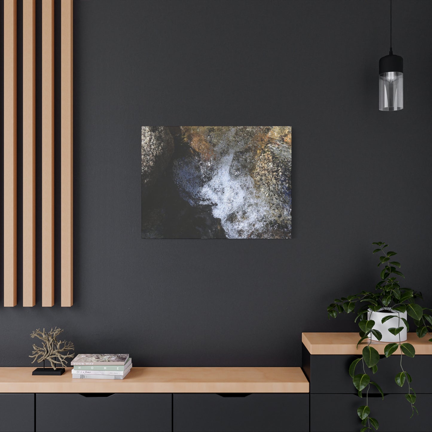 Water's Whisper Between Stone - Unique Frameless Canvas Wall Art - Art By Earth