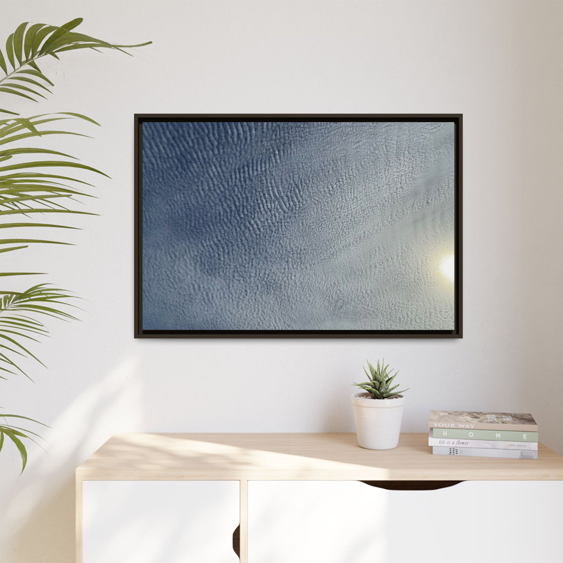 Undulating Whispers of Cerulean Stillness - Unique Stretched Canvas Wall Art - Art By Earth