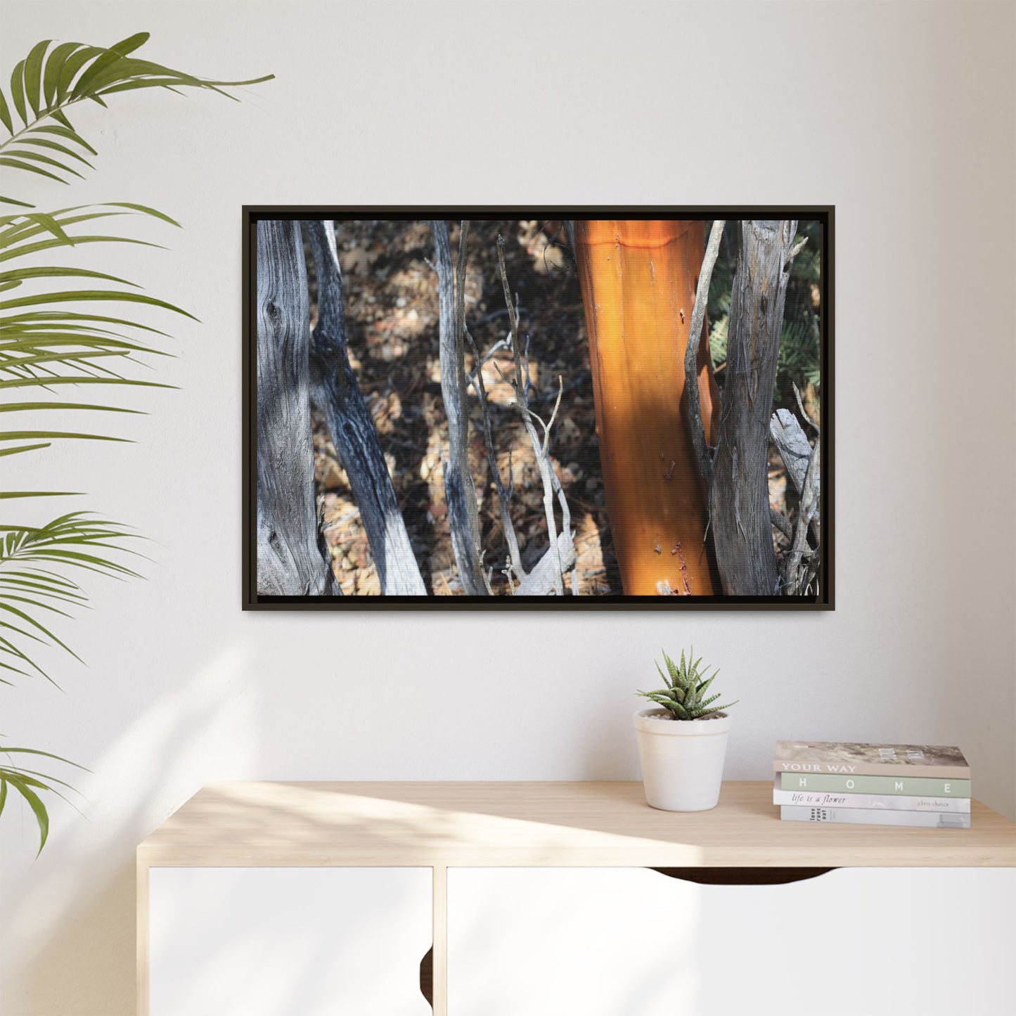 Burnt Trees and Golden Trunk - Unique Stretched Canvas Wall Art