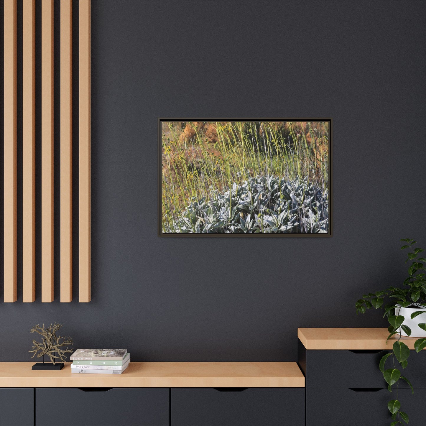 Arid Landscape with Yellow Flowers - Unique Stretched Canvas Wall Art - Art By Earth