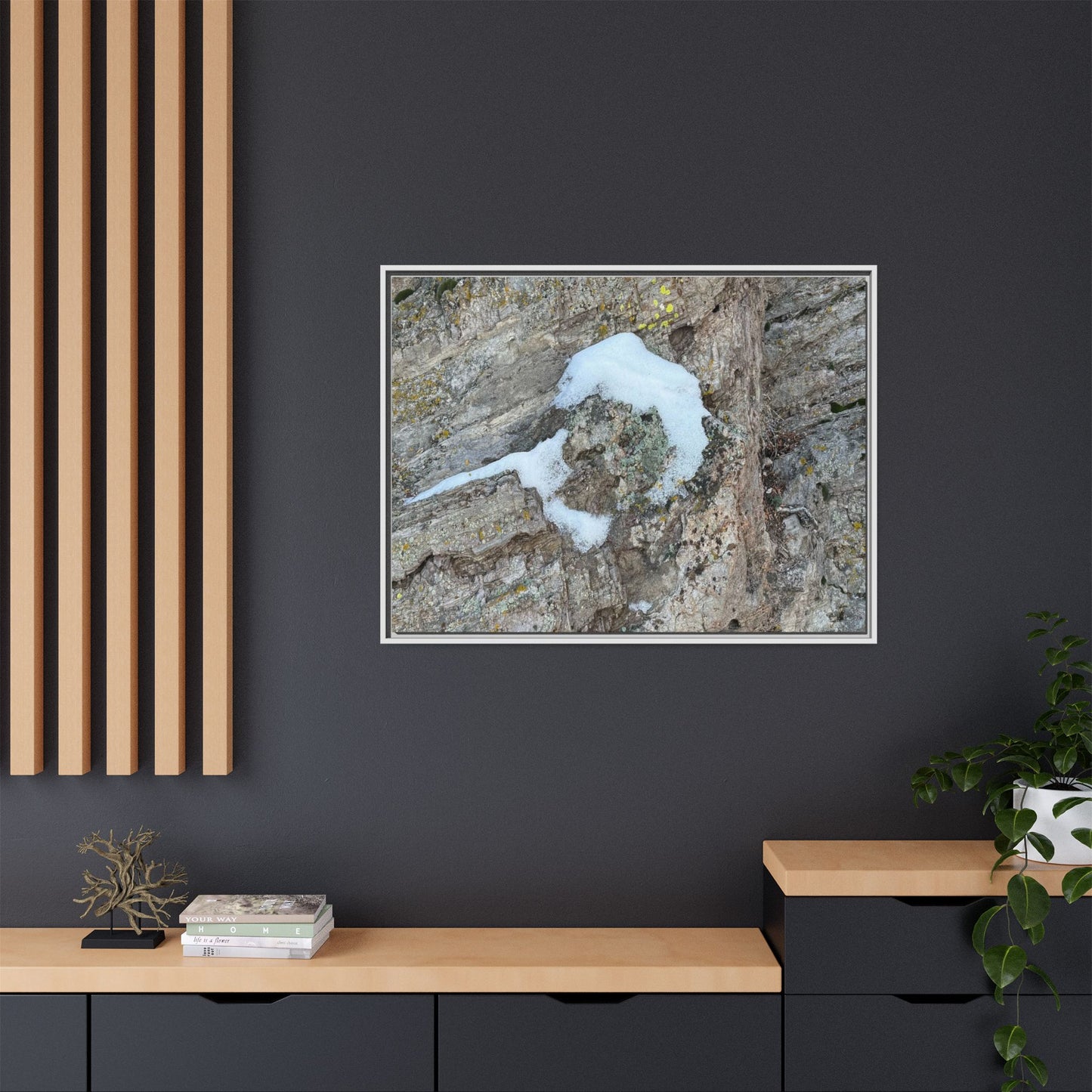 Lichen's Embrace - Unique Stretched Canvas Wall Art