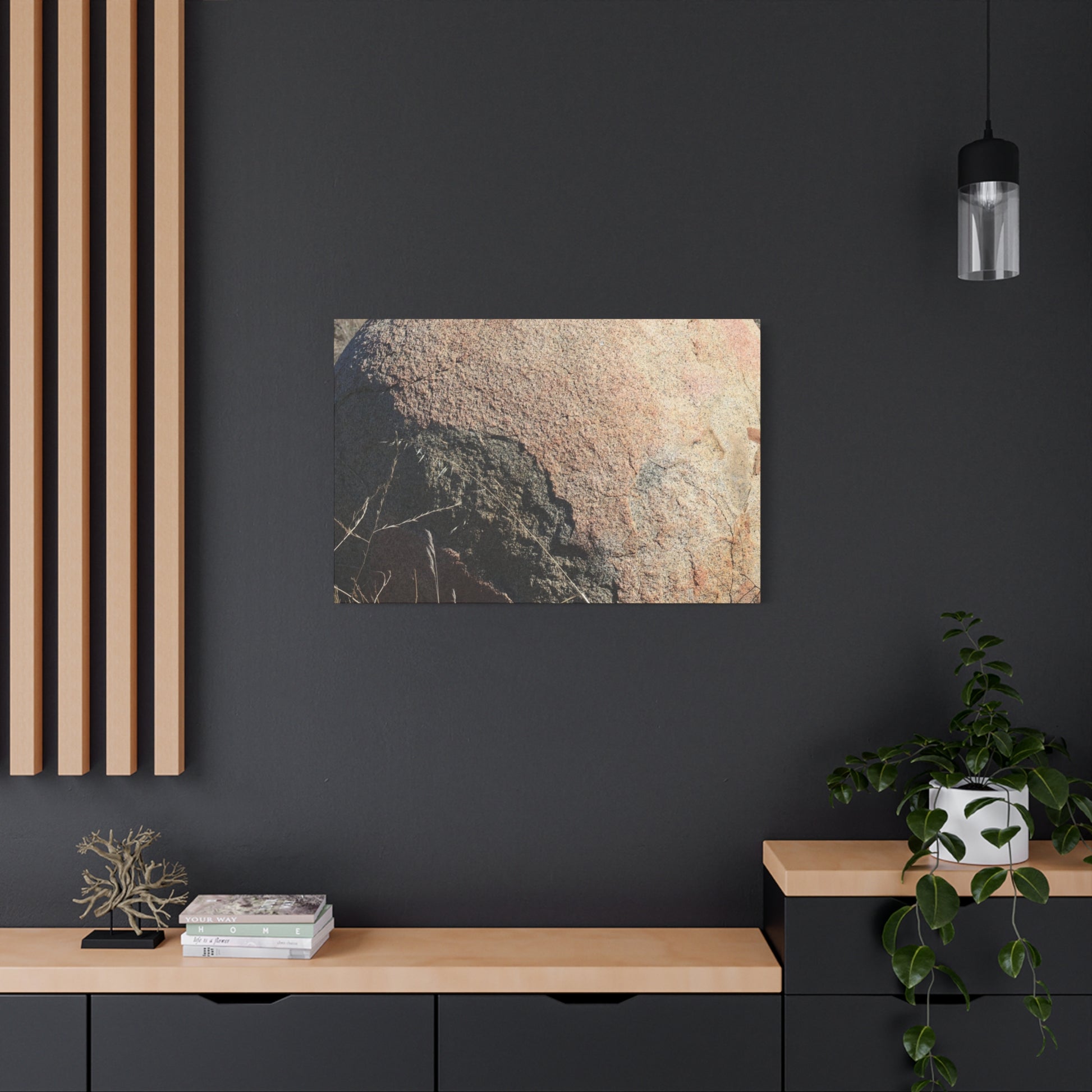 Stone Sphere in Arid Landscape - Unique Stretched Canvas Wall Art - Art By Earth