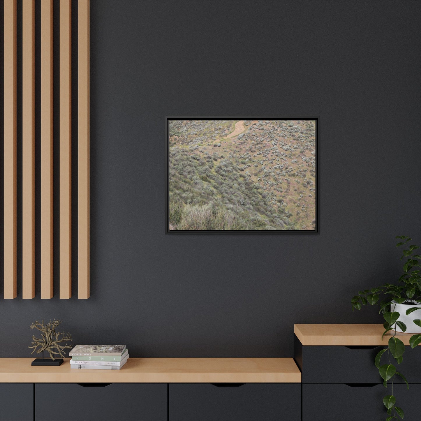 Arid Landscape with Winding Path - Unique Stretched Canvas Wall Art - Art By Earth