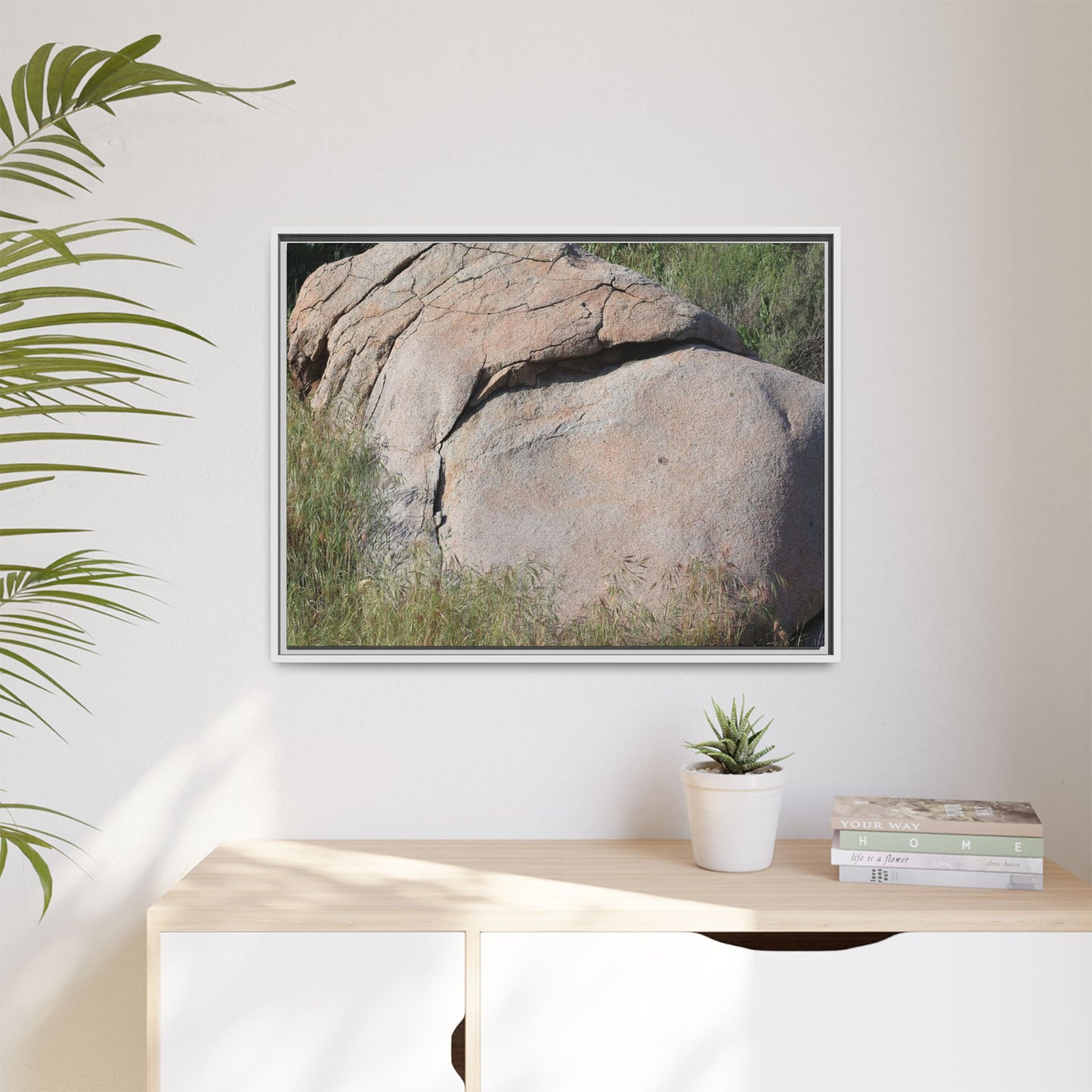 Stone Head Emerging from Earth - Unique Stretched Canvas Wall Art - Art By Earth