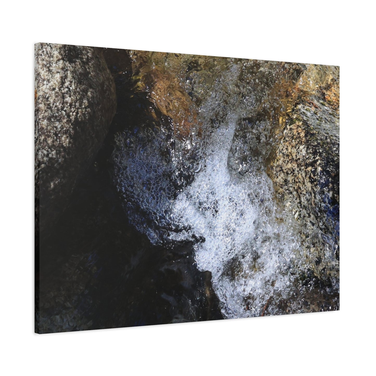 Water's Whisper Between Stone - Unique Frameless Canvas Wall Art - Art By Earth