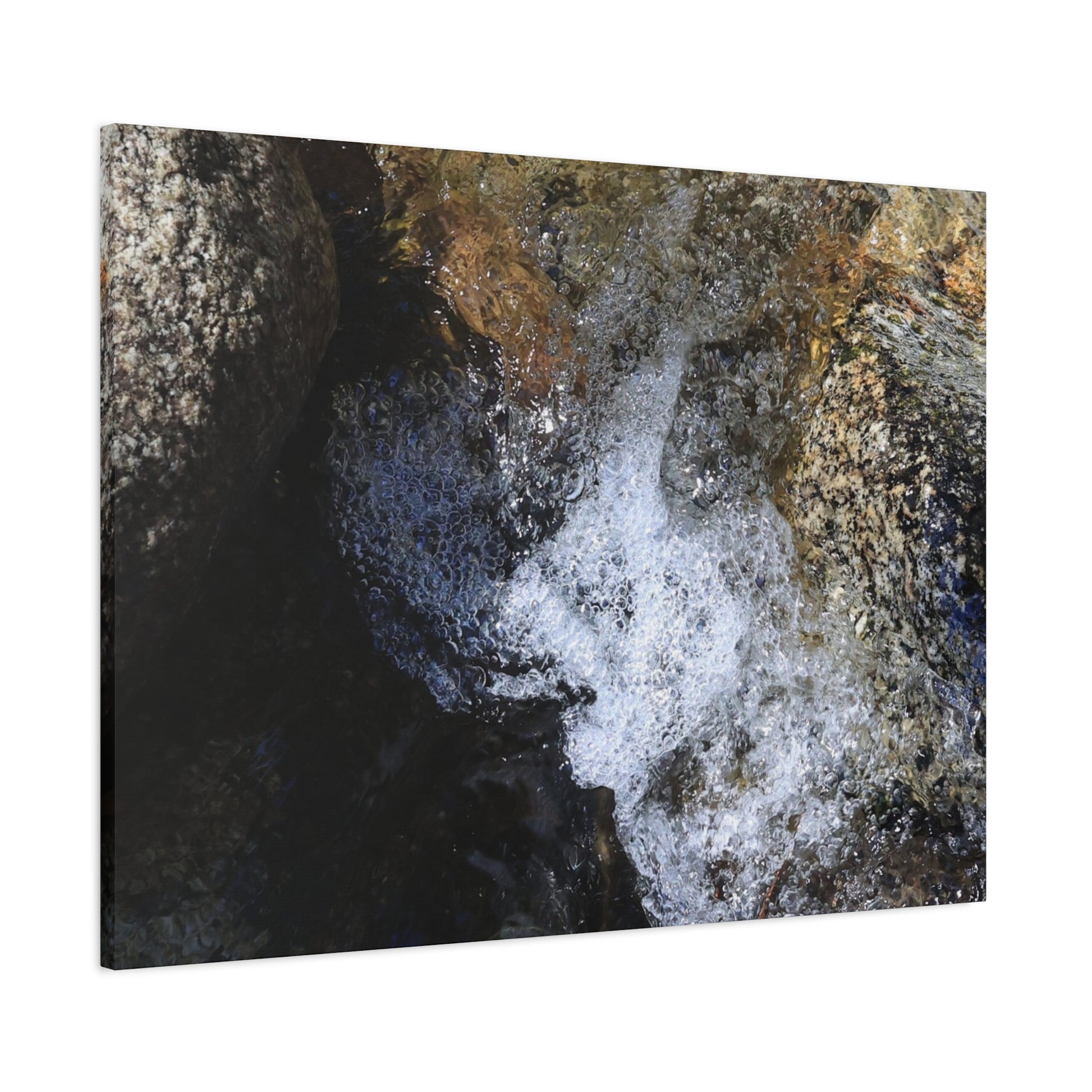 Water's Whisper Between Stone - Unique Frameless Canvas Wall Art - Art By Earth