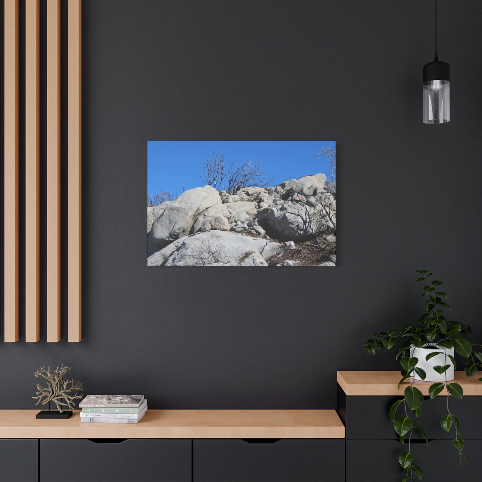 Desert Rocks Under Blue Sky - Unique Frameless Canvas Wall Art - Art By Earth