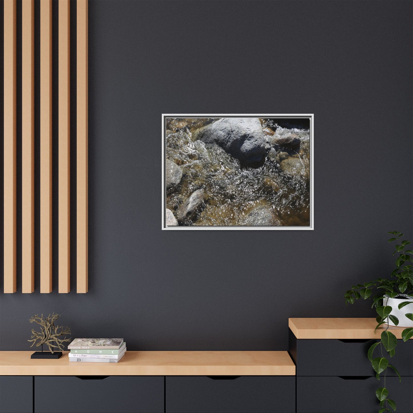 Water's Dance Over Stone - Unique Stretched Canvas Wall Art - Art By Earth