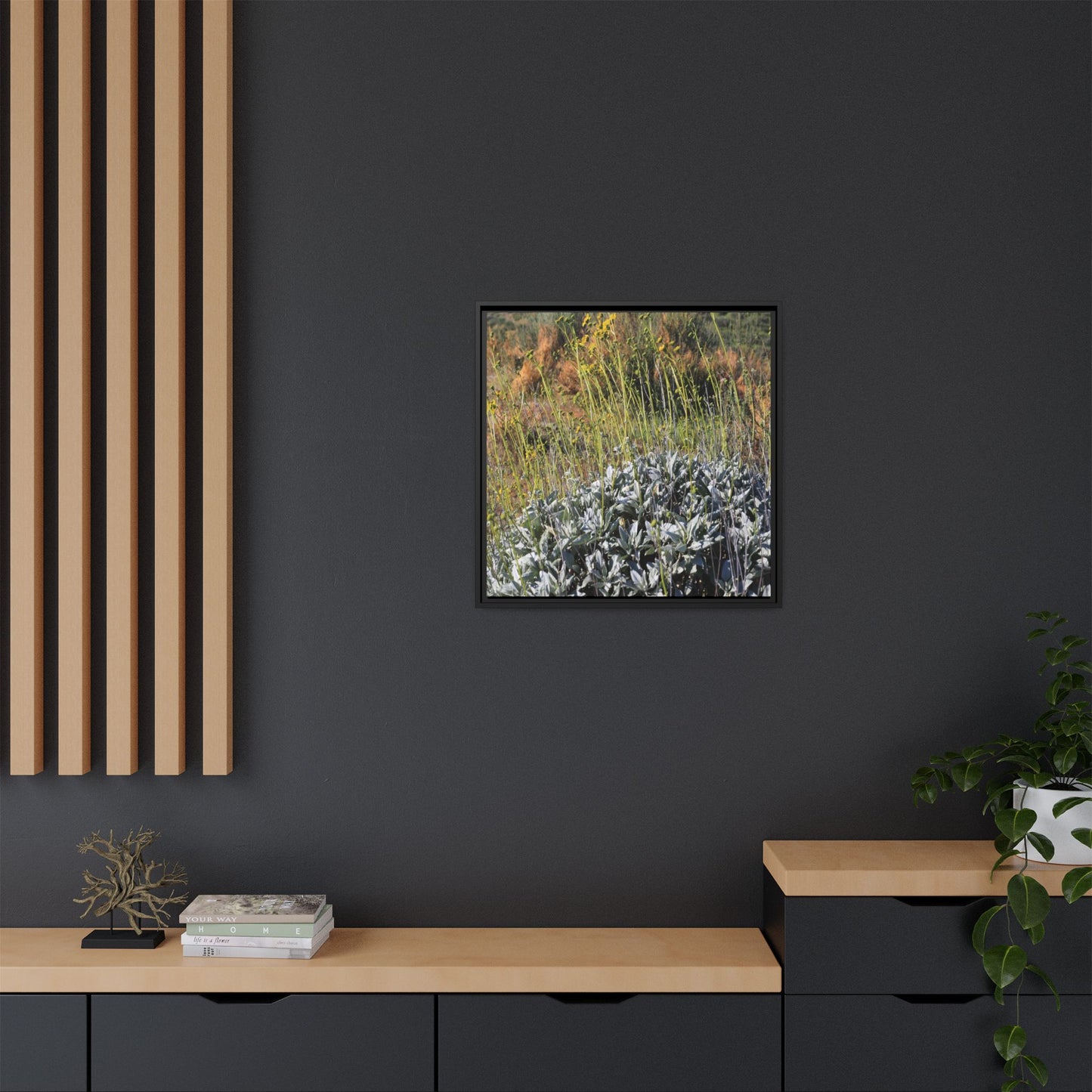 Arid Landscape with Yellow Flowers - Unique Stretched Canvas Wall Art - Art By Earth