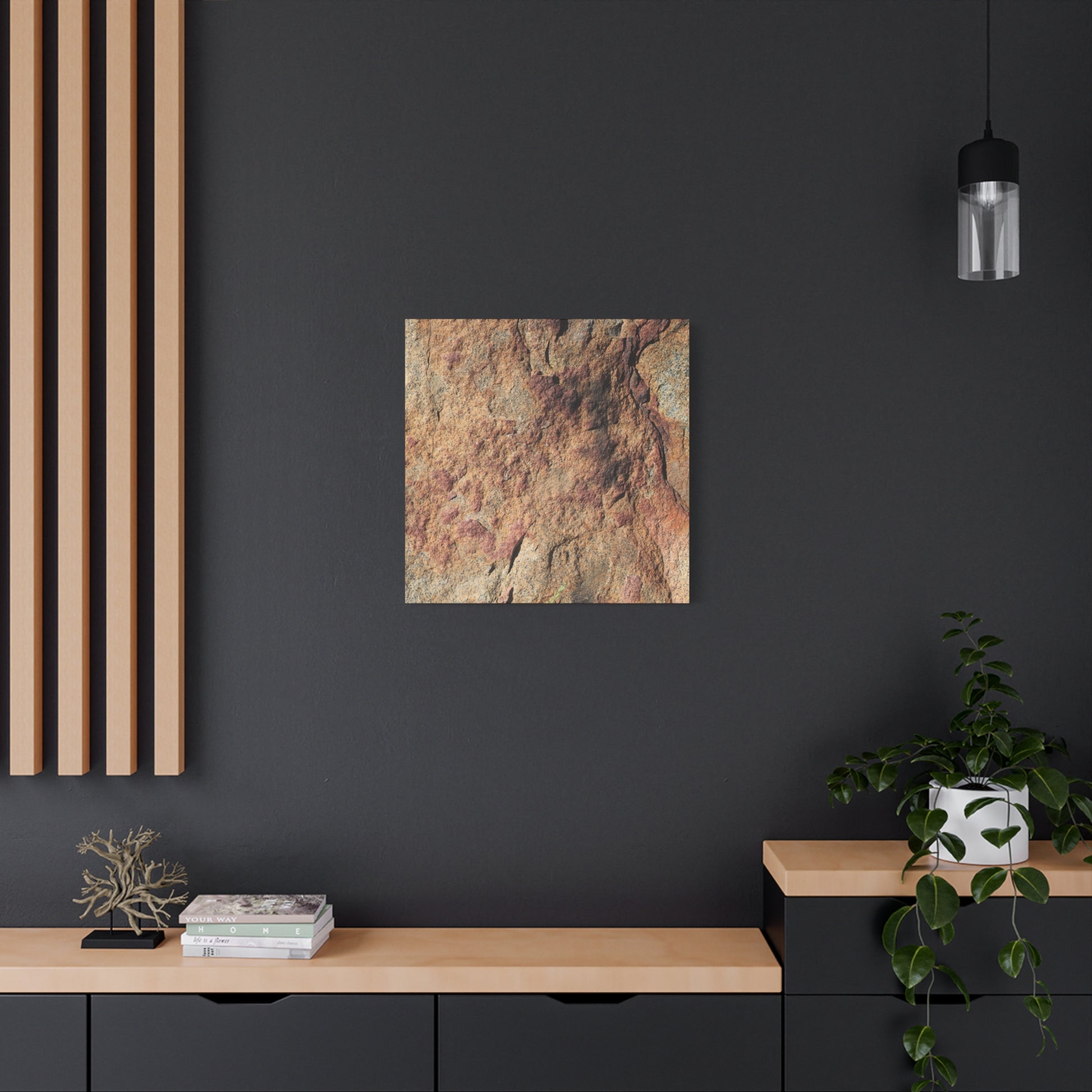 Lithic Veins of Ember - Unique Frameless Canvas Wall Art - Art By Earth