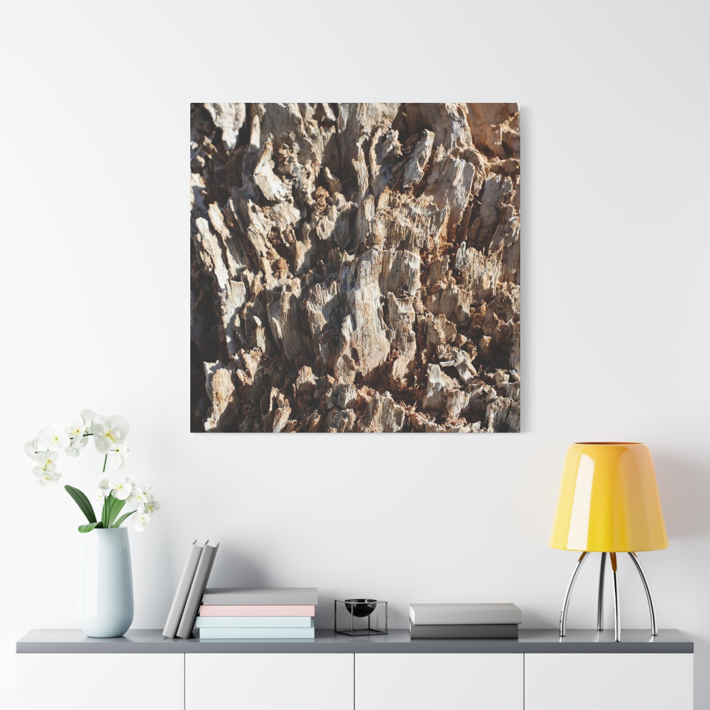 Decaying Bark Symphony - Unique Frameless Canvas Wall Art