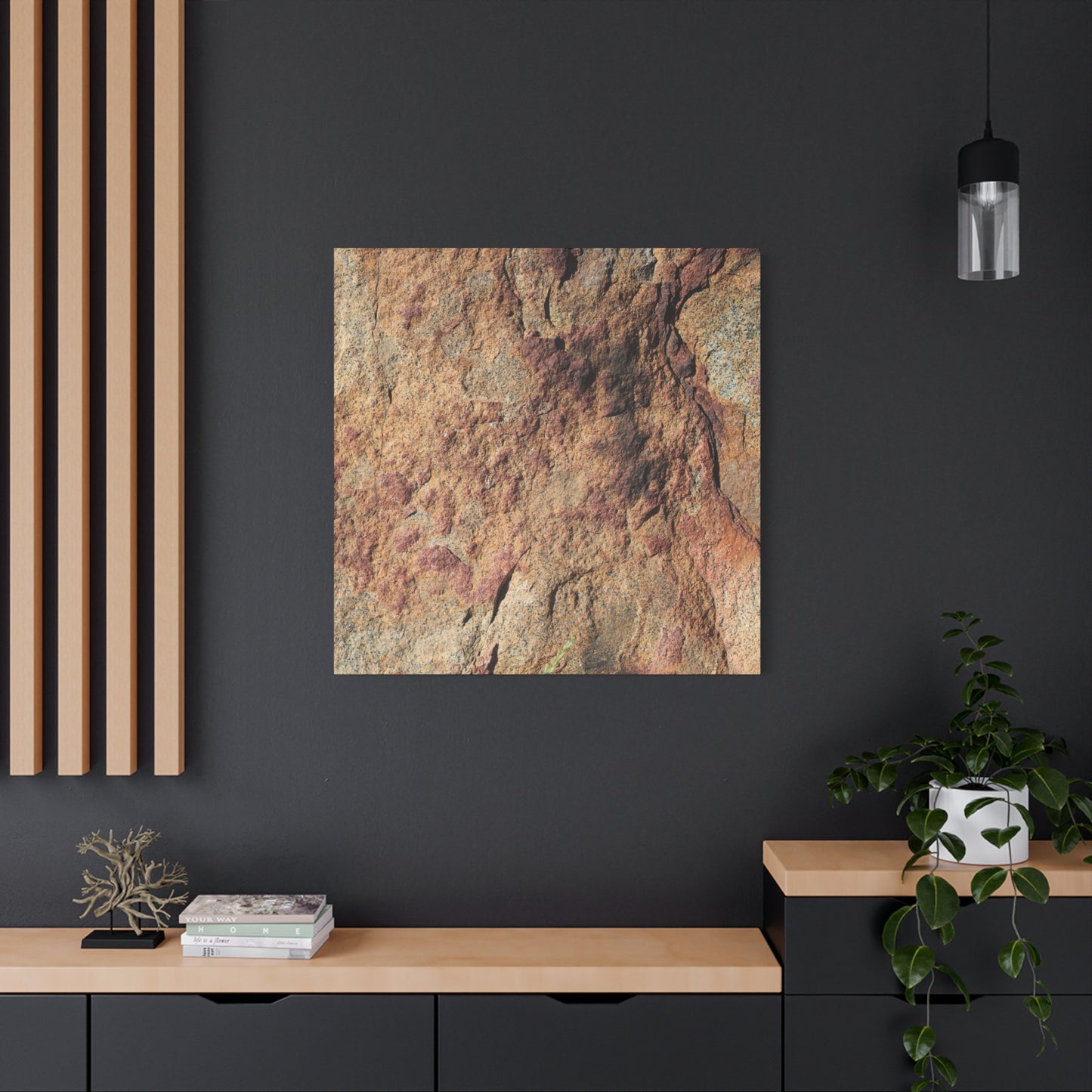Lithic Veins of Ember - Unique Frameless Canvas Wall Art - Art By Earth