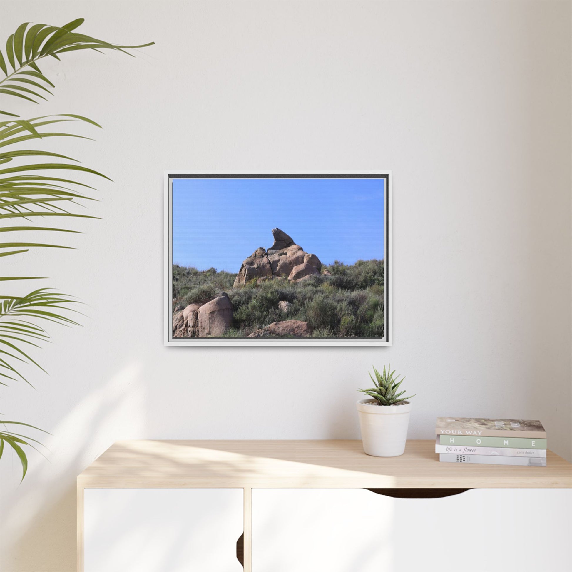 Sagebrush Landscape with Boulder Outcrop - Unique Stretched Canvas Wall Art - Art By Earth
