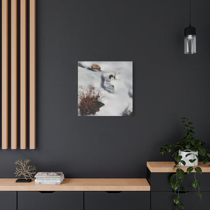Snow's Tender Embrace - Unique Frameless Canvas Wall Art